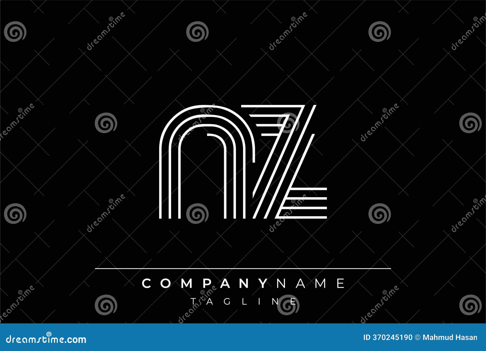 Creative NZ Lines Letter Logo Design Stock Vector - Illustration of icon,  typography: 370245190, image size:1600x1157