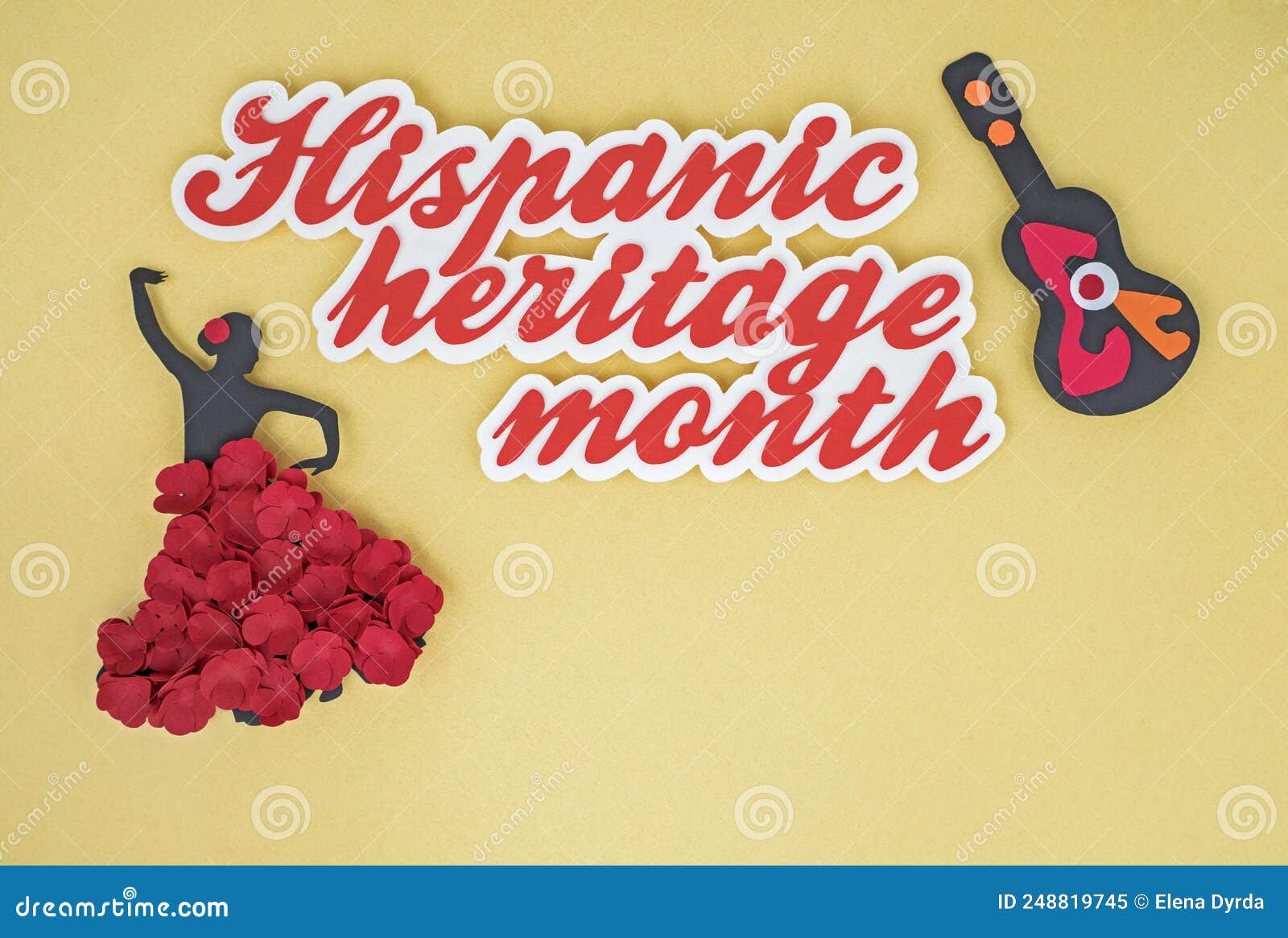 creative paper craft hispanic heritage month flat lay with salsa dancer