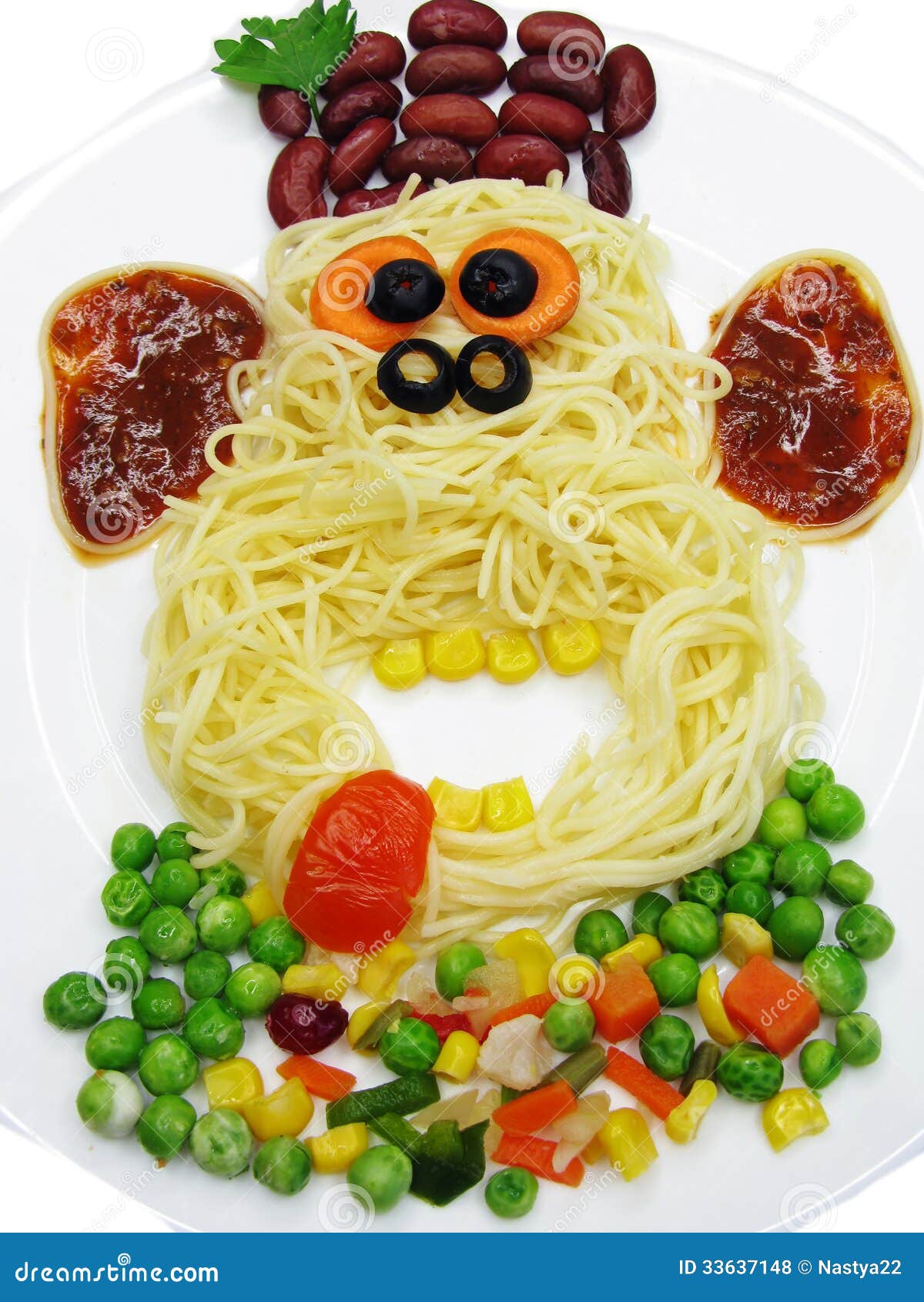 Creative Pasta Food Monkey Shape Stock Photo - Image of cooked, eating:  33637148
