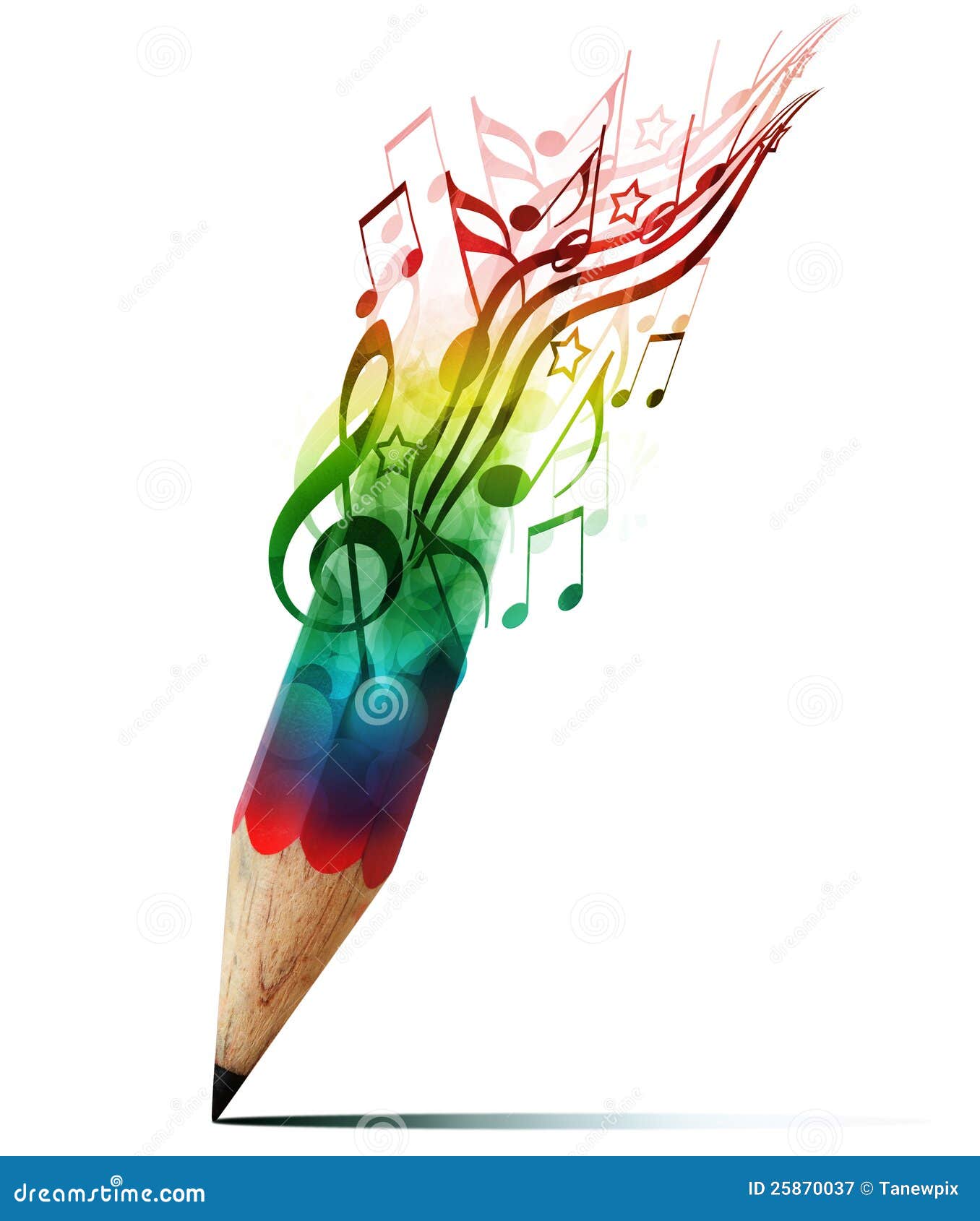 creative pencil with music notes.