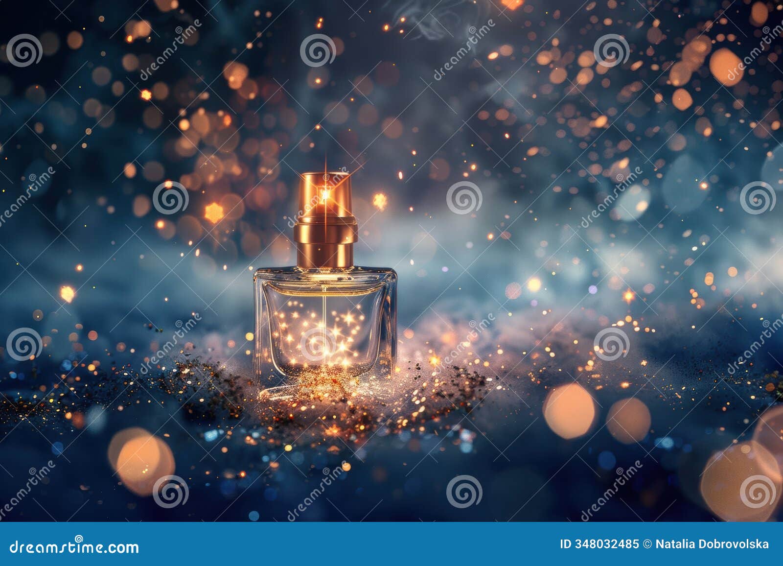 creative perfume bottle concept with glowing mist and elegant abstract visuals