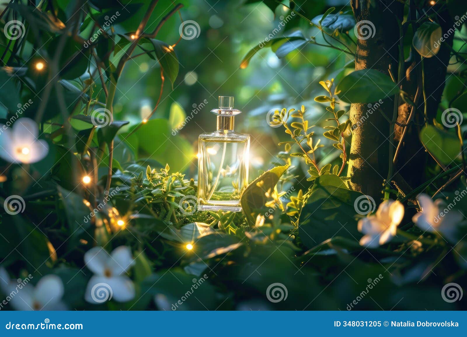 creative perfume bottle concept with glowing mist and elegant abstract visuals