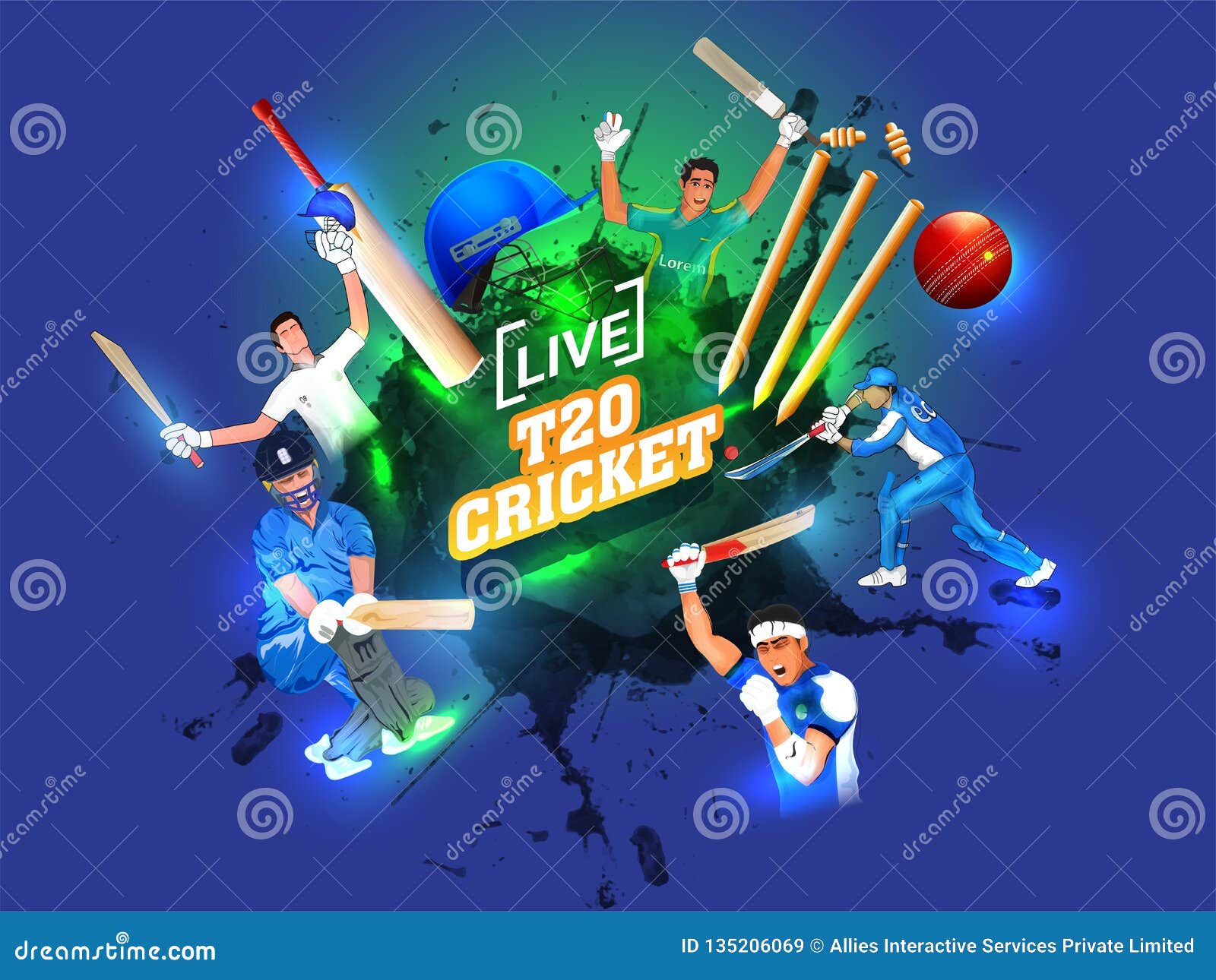 Creative Poster or Banner Design with Cricket Player in Different Playing  Action on Abstract Blue Background for Live T20 Cricket Stock Illustration  - Illustration of cricketer, championship: 135206069