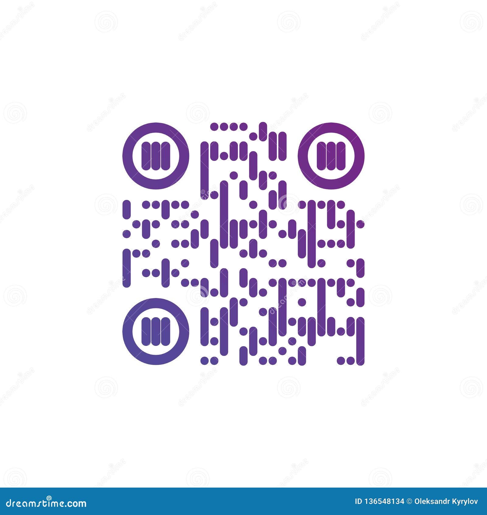 Creative QR Code Sign Round Icon. Scan Code Symbol. Circle Corners ...