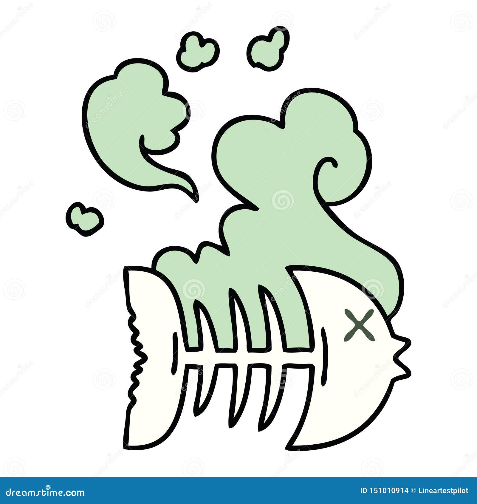 A Creative Quirky Hand Drawn Cartoon Dead Fish Stock Vector