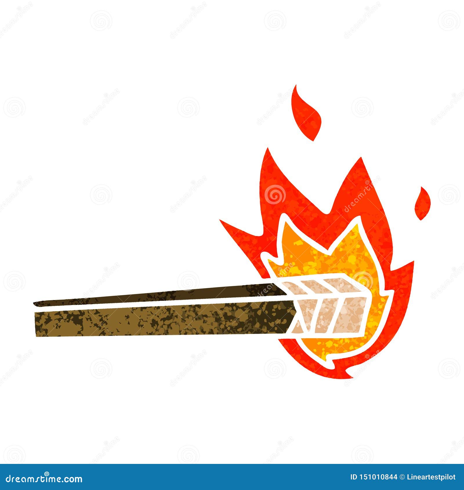 A Creative Quirky Retro Illustration Style Cartoon Lit Torch Stock