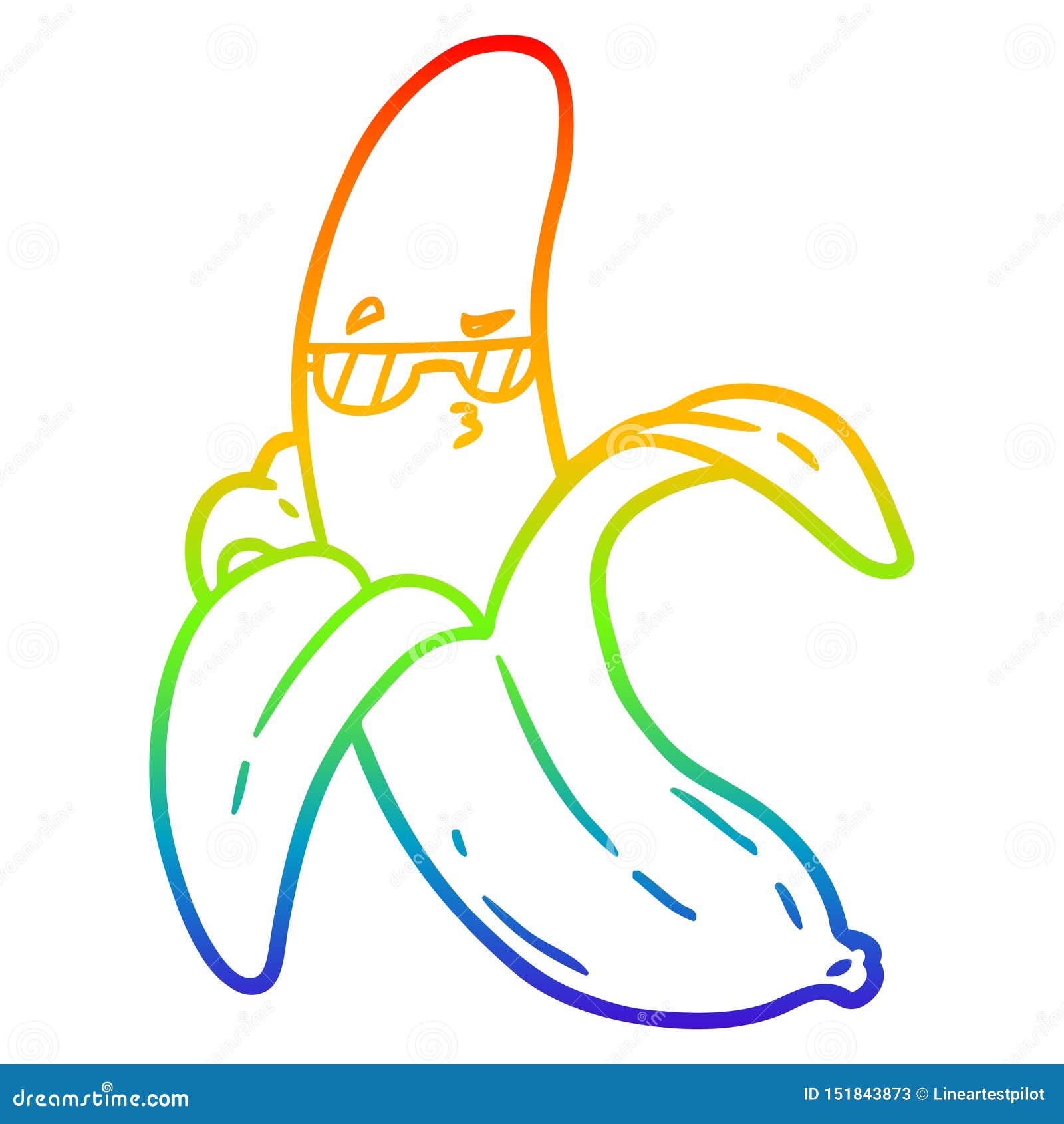 A Creative Rainbow Gradient Line Drawing Cartoon Banana Stock Vector -  Illustration of character, fruit: 151843873