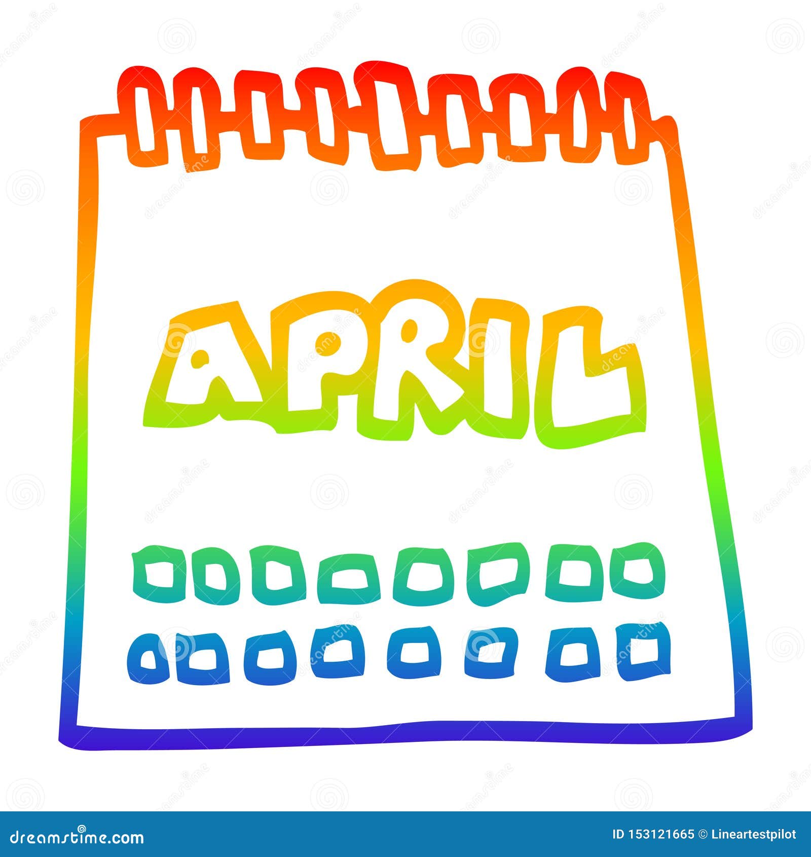 A Creative Rainbow Gradient Line Drawing Cartoon Calendar Showing Month