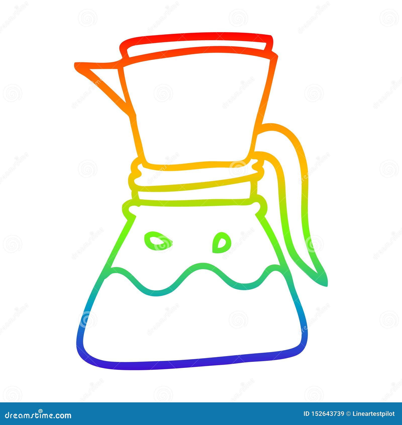 A Creative Rainbow Gradient Line Drawing Cartoon Filter Coffee Maker ...