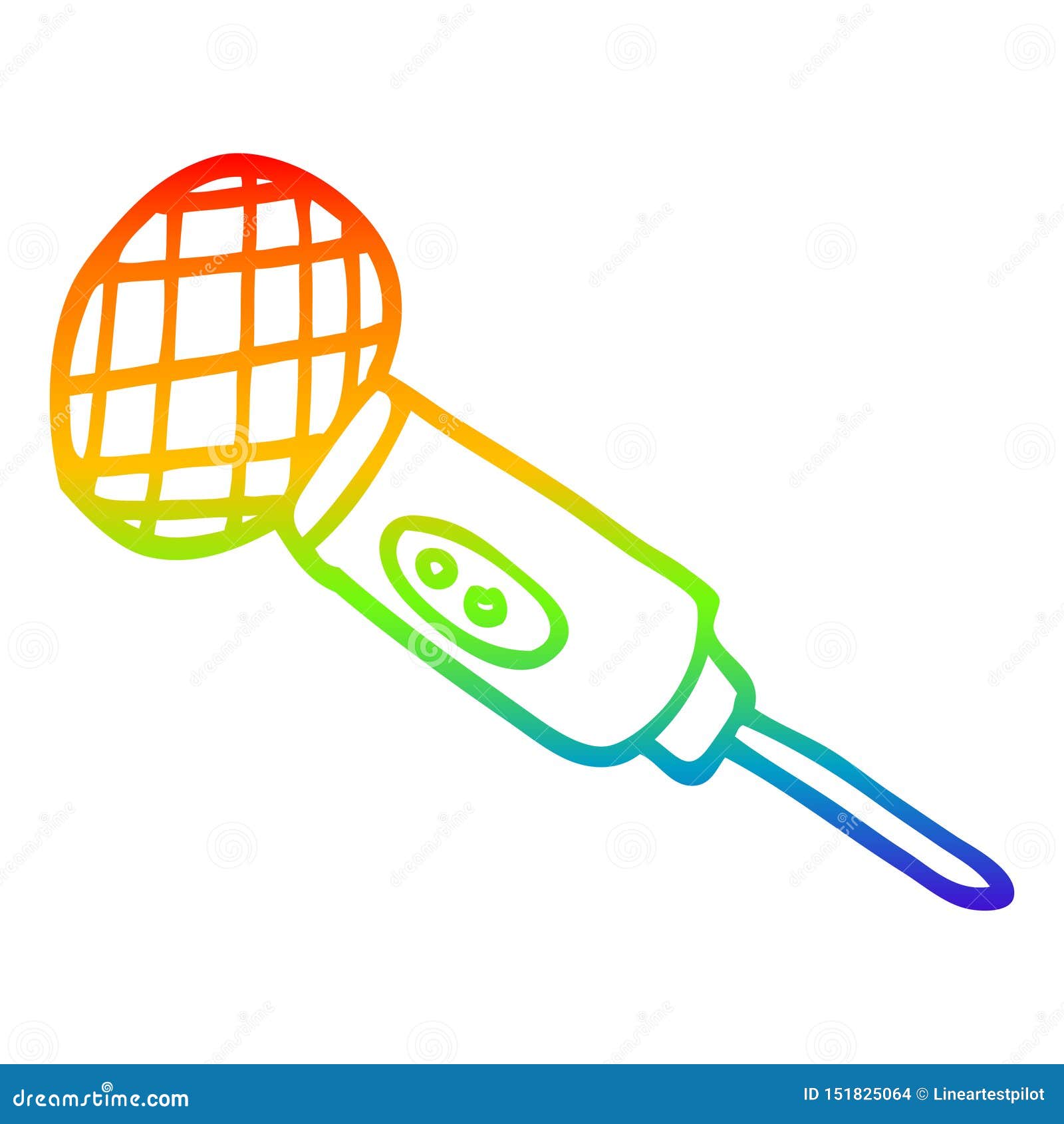 A Creative Rainbow Gradient Line Drawing Cartoon Microphone Stock Vector Illustration of crazy