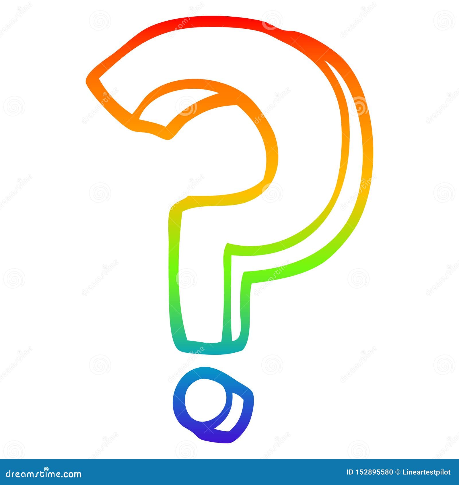 A Creative Rainbow Gradient Line Drawing Cartoon Question Mark Stock Vector Illustration Of