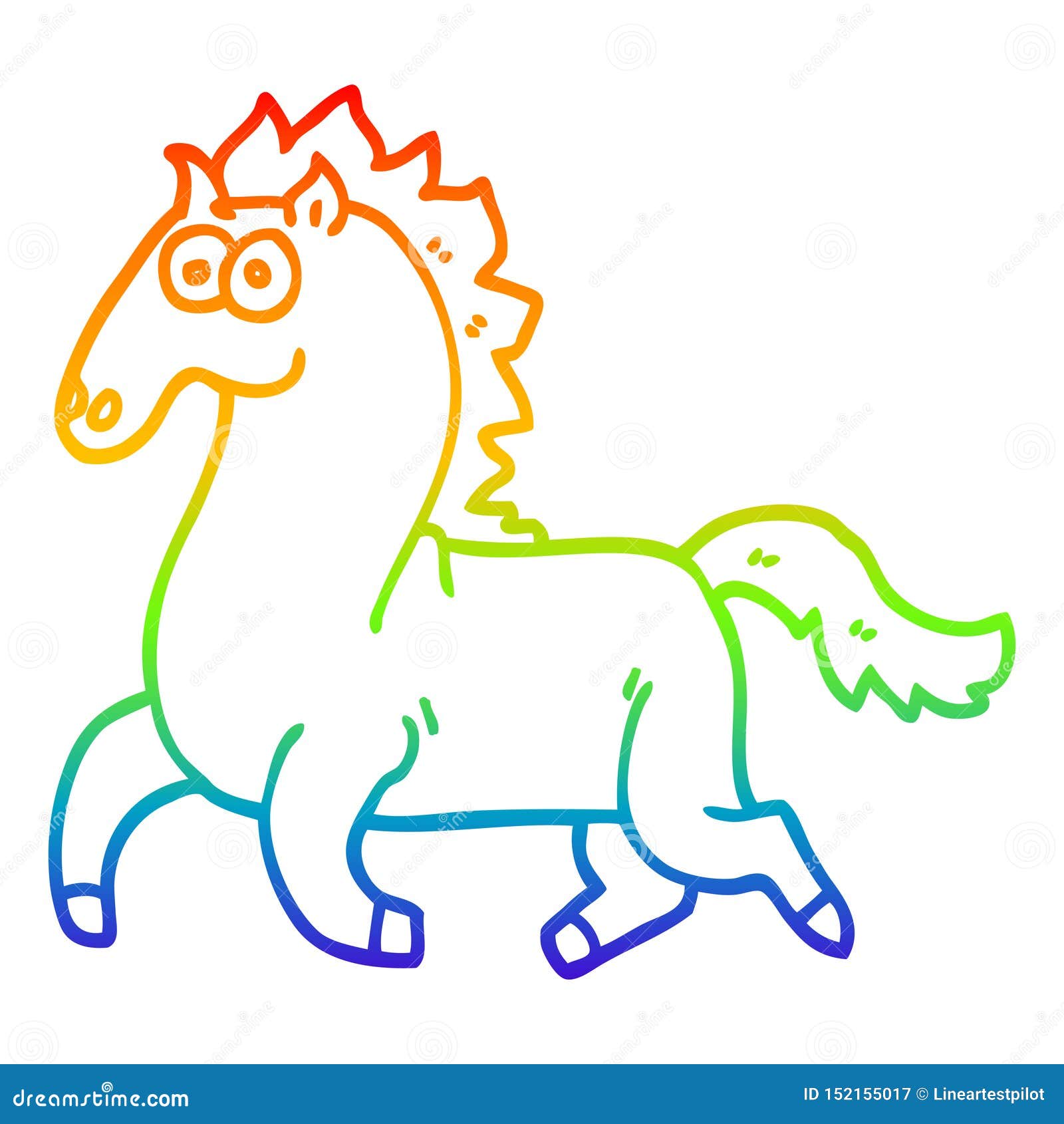 A Creative Rainbow Gradient Line Drawing Cartoon Running Horse Stock Vector  - Illustration of horse, scribble: 152155017