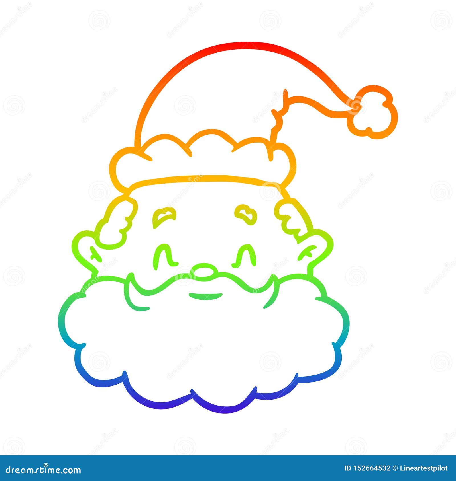 A Creative Rainbow Gradient Line Drawing Santa Claus Face Stock Vector