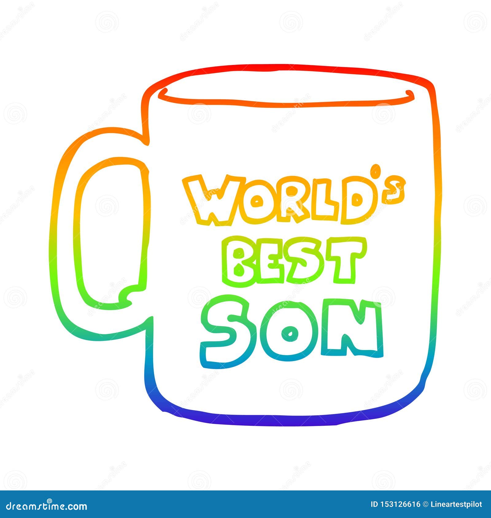 A Creative Rainbow Gradient Line Drawing Worlds Best Son Mug Stock