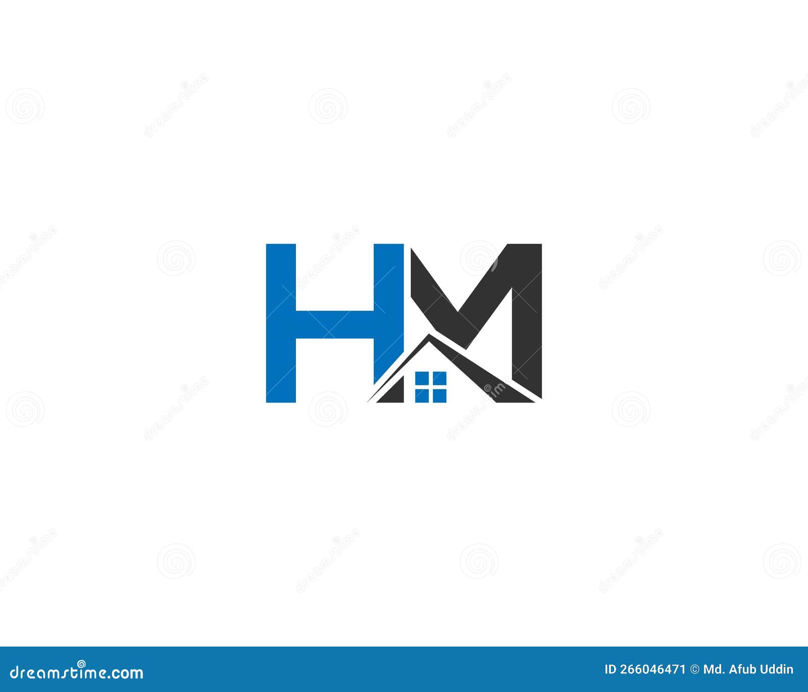 Real Estate With Initial Letter HM Logo Design Cartoon Vector ...