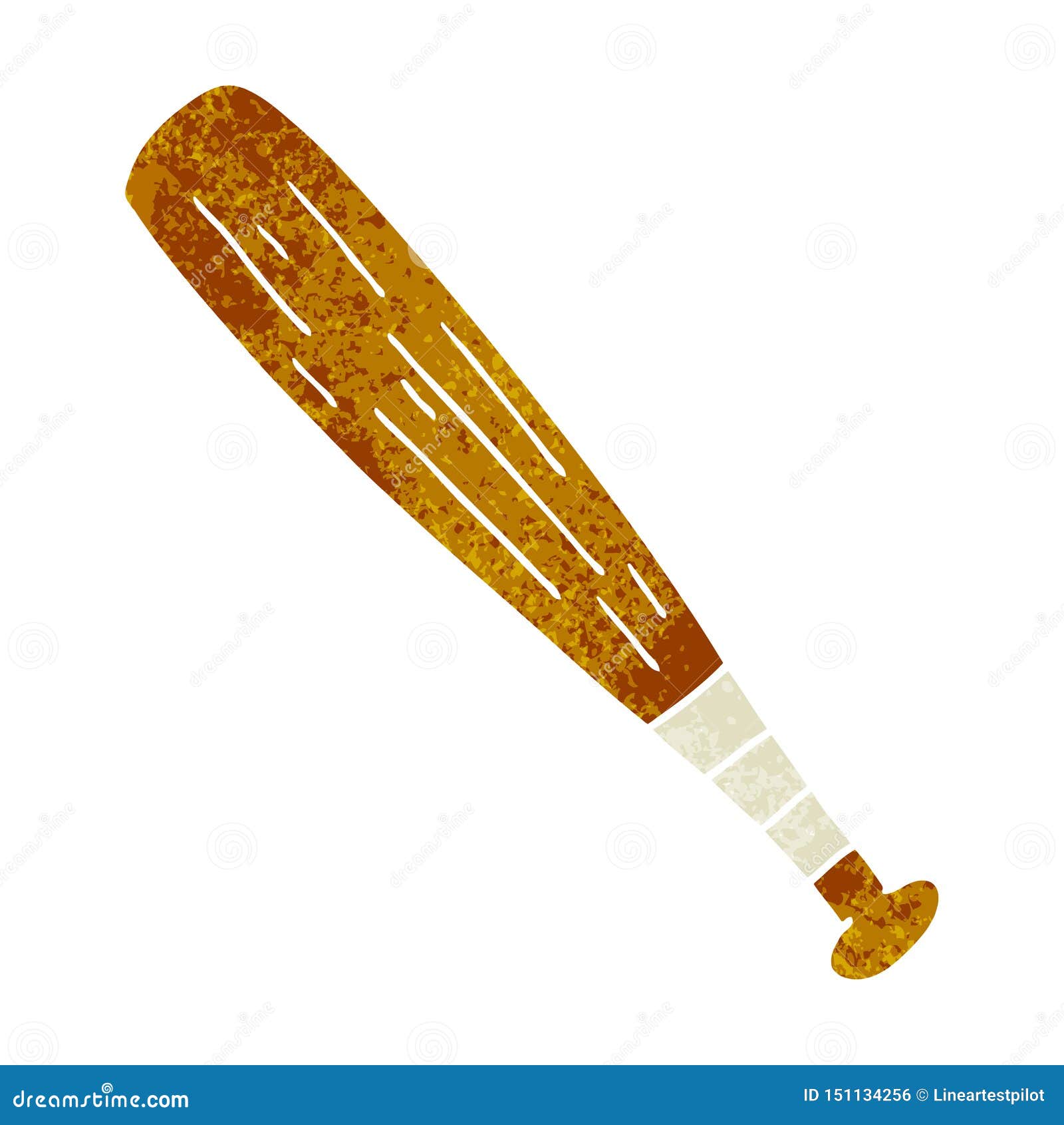 A Creative Retro Cartoon Doodle of a Baseball Bat Stock Vector