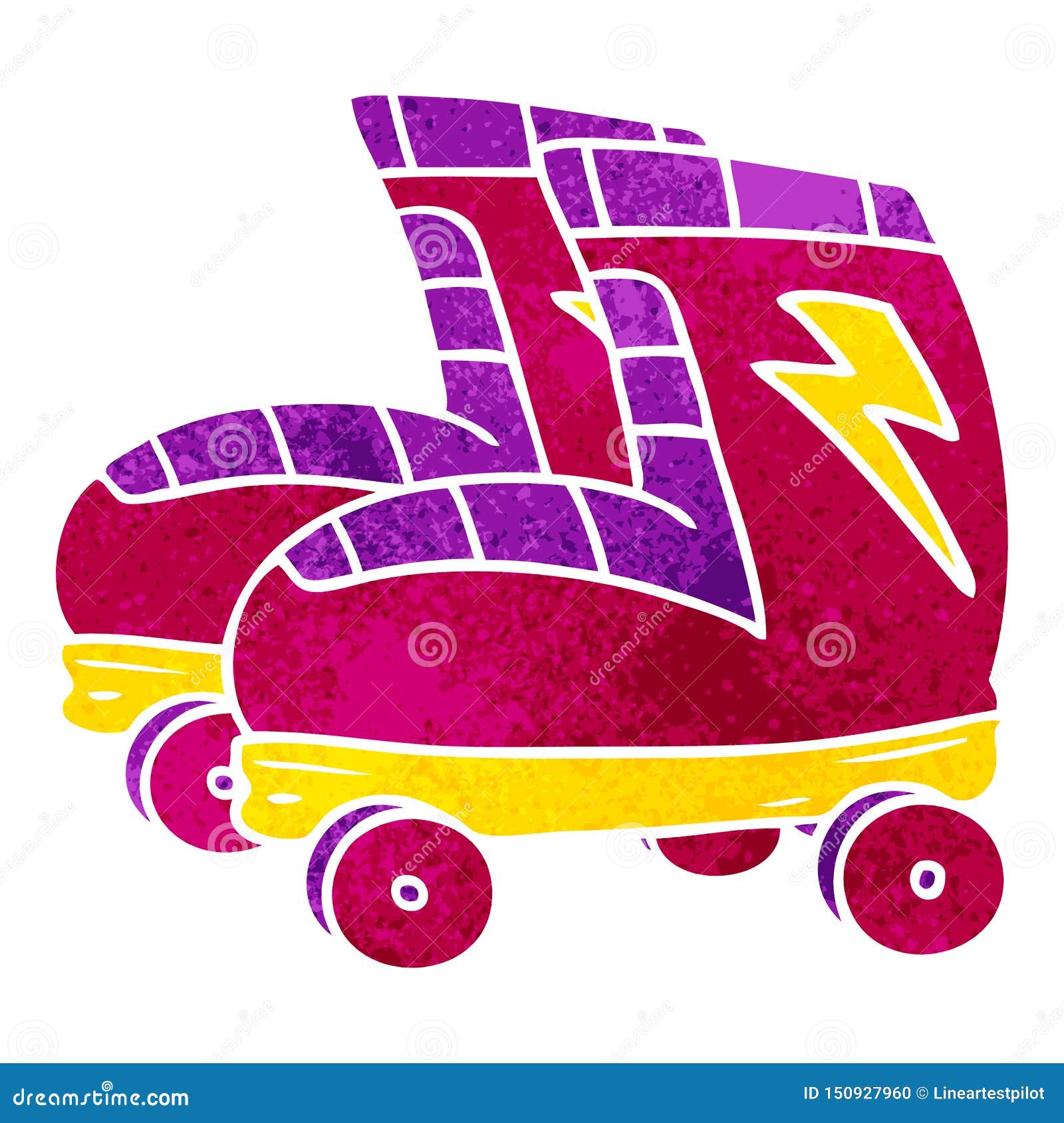 A Creative Retro Cartoon Doodle of Roller Skates Stock Vector