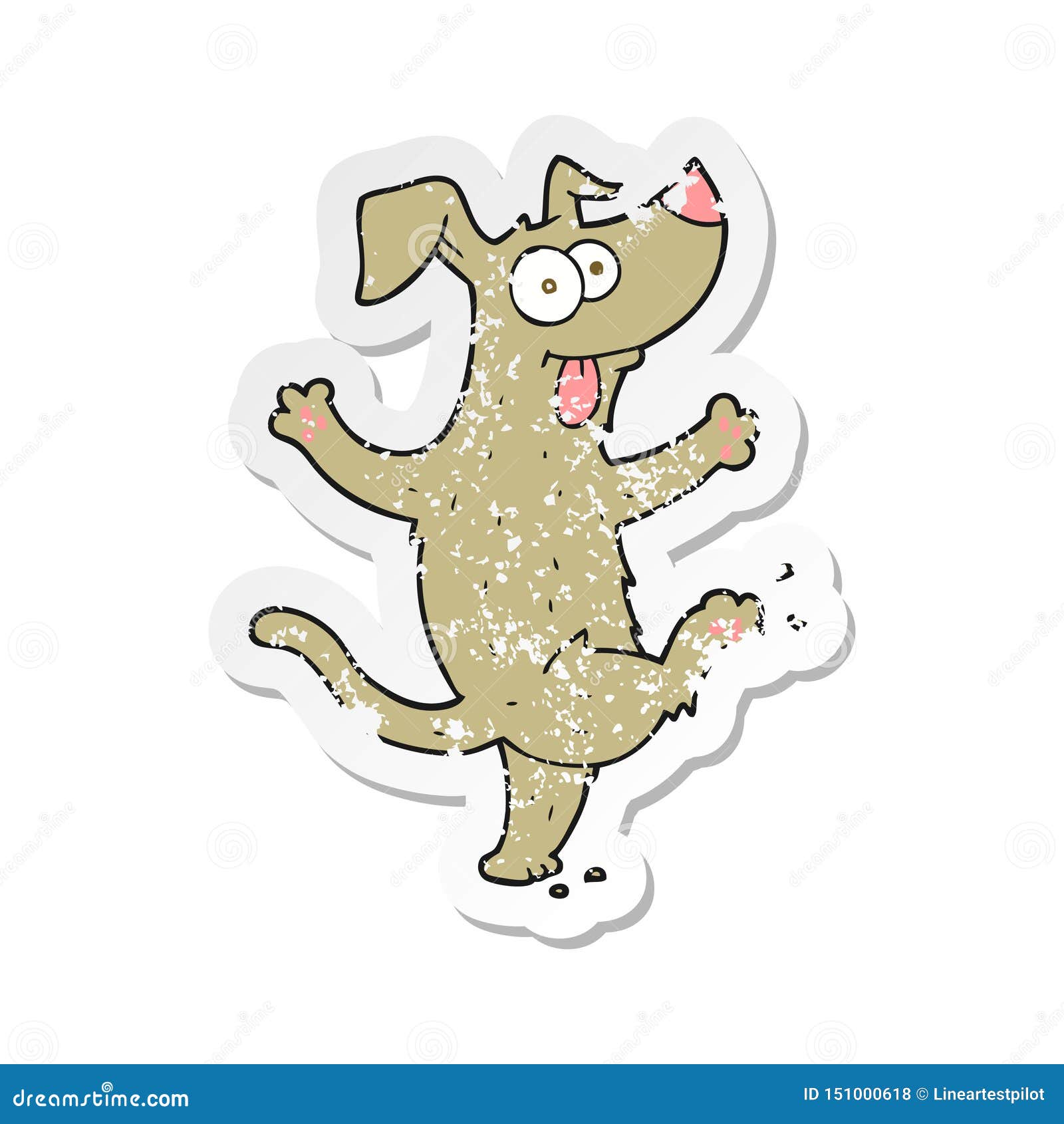 A Creative Retro Distressed Sticker of a Cartoon Dancing Dog Stock