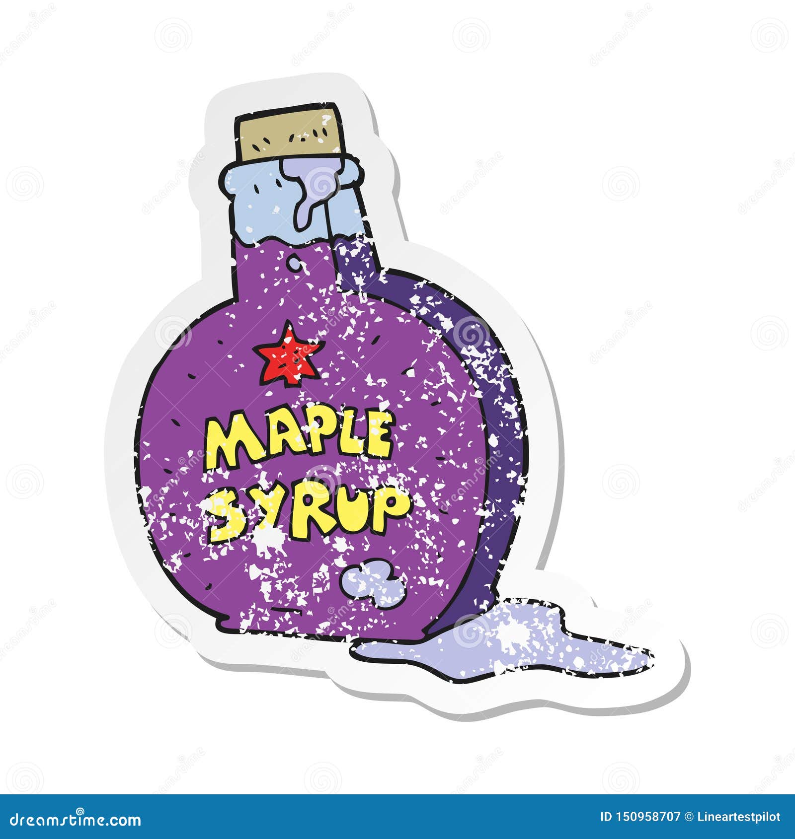 A Creative Retro Distressed Sticker of a Cartoon Maple Syrup Bottle