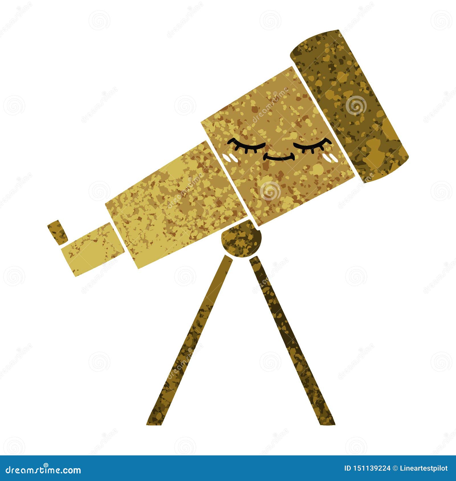 A Creative Retro Illustration Style Cartoon Telescope Stock Vector