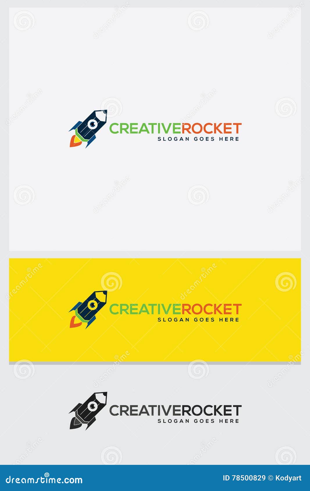 creative rocket pen logo image set