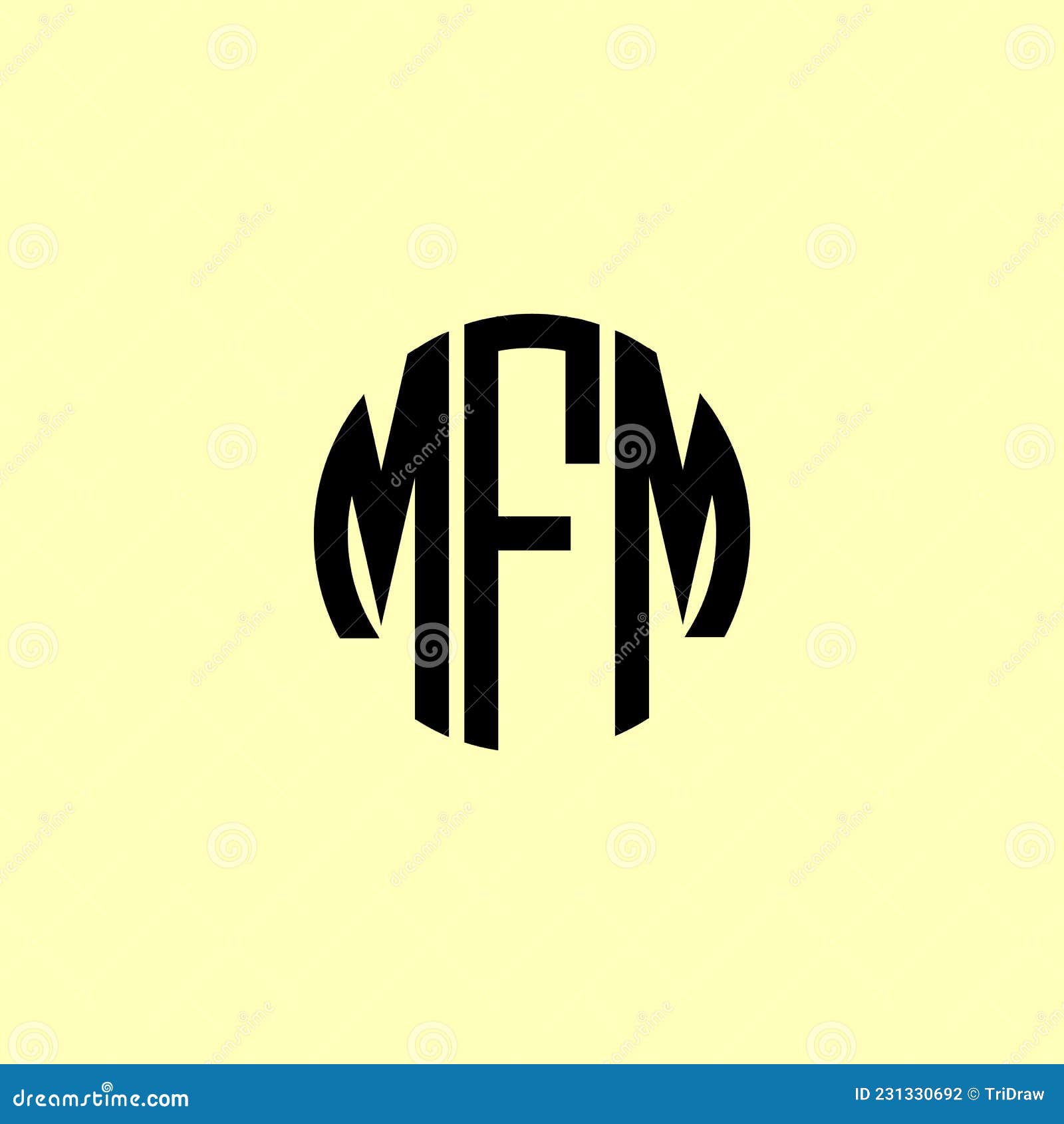 Creative Rounded Initial Letters MFM Logo Stock Vector - Illustration