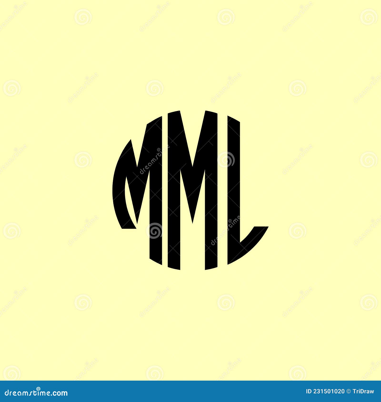 Creative Rounded Initial Letters MML Logo Stock Vector Illustration