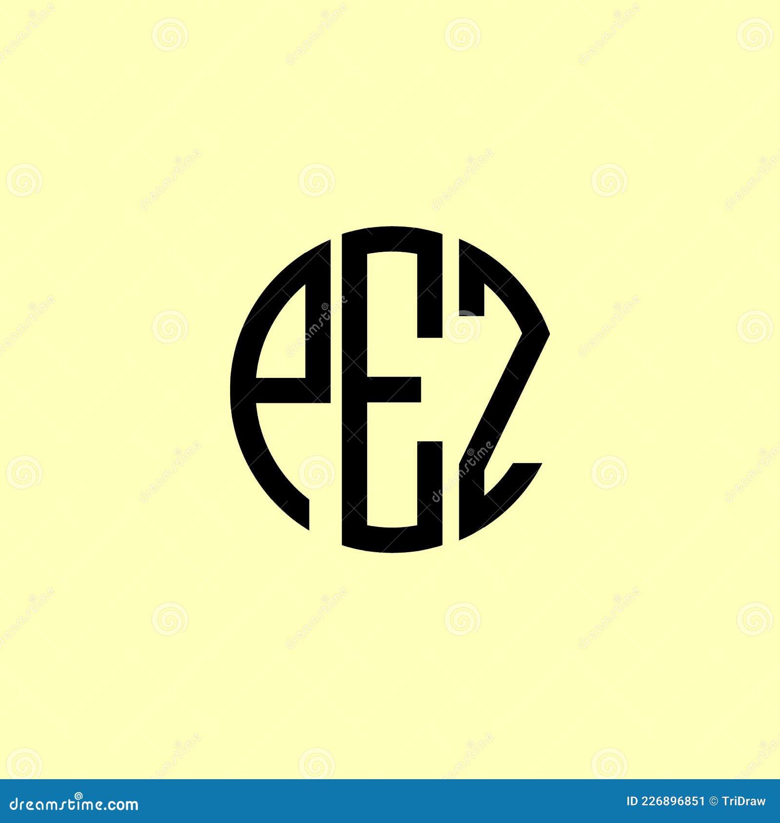 creative rounded initial letters pez logo