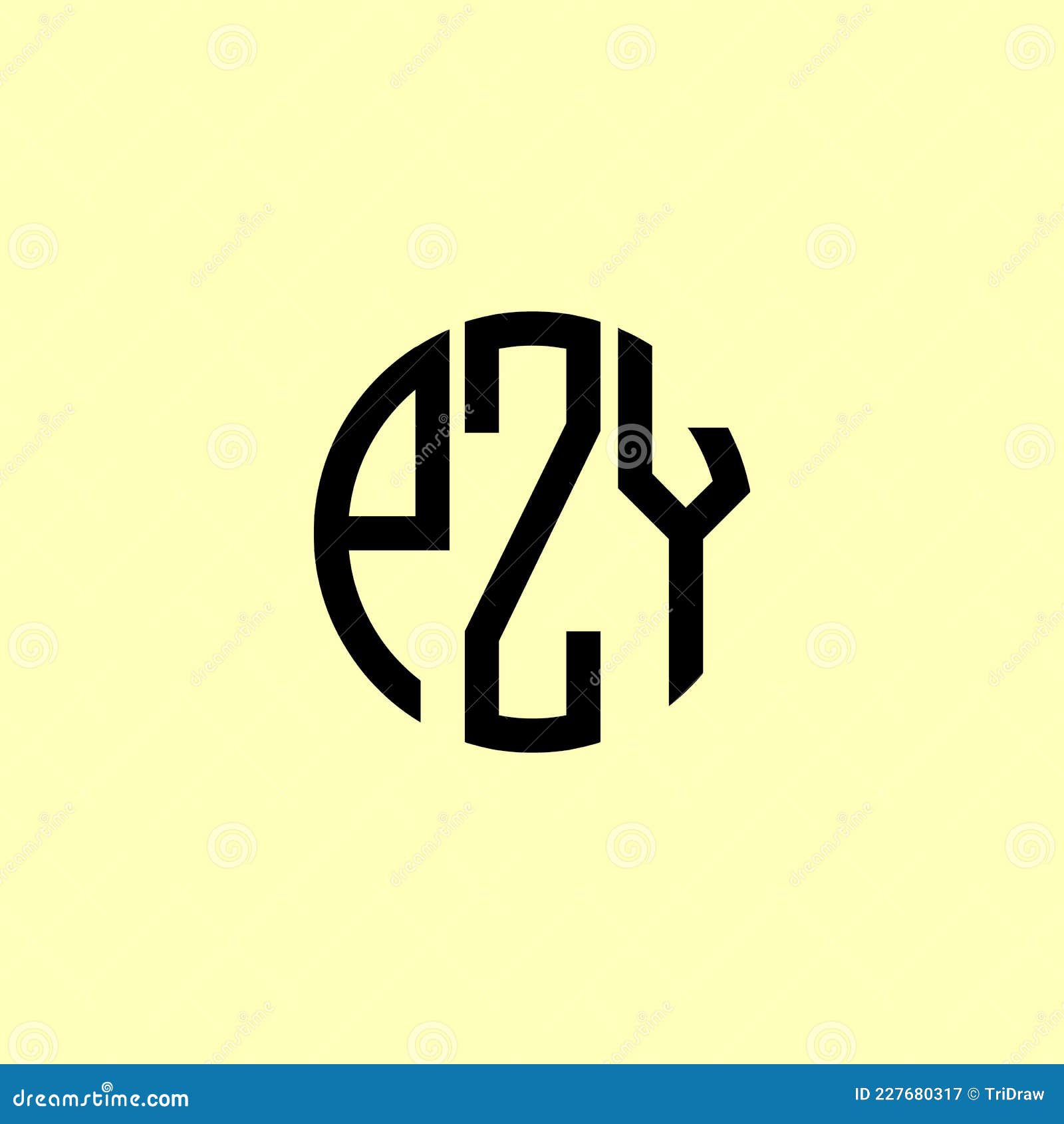 Creative Rounded Initial Letters PZY Logo Stock Vector - Illustration ...