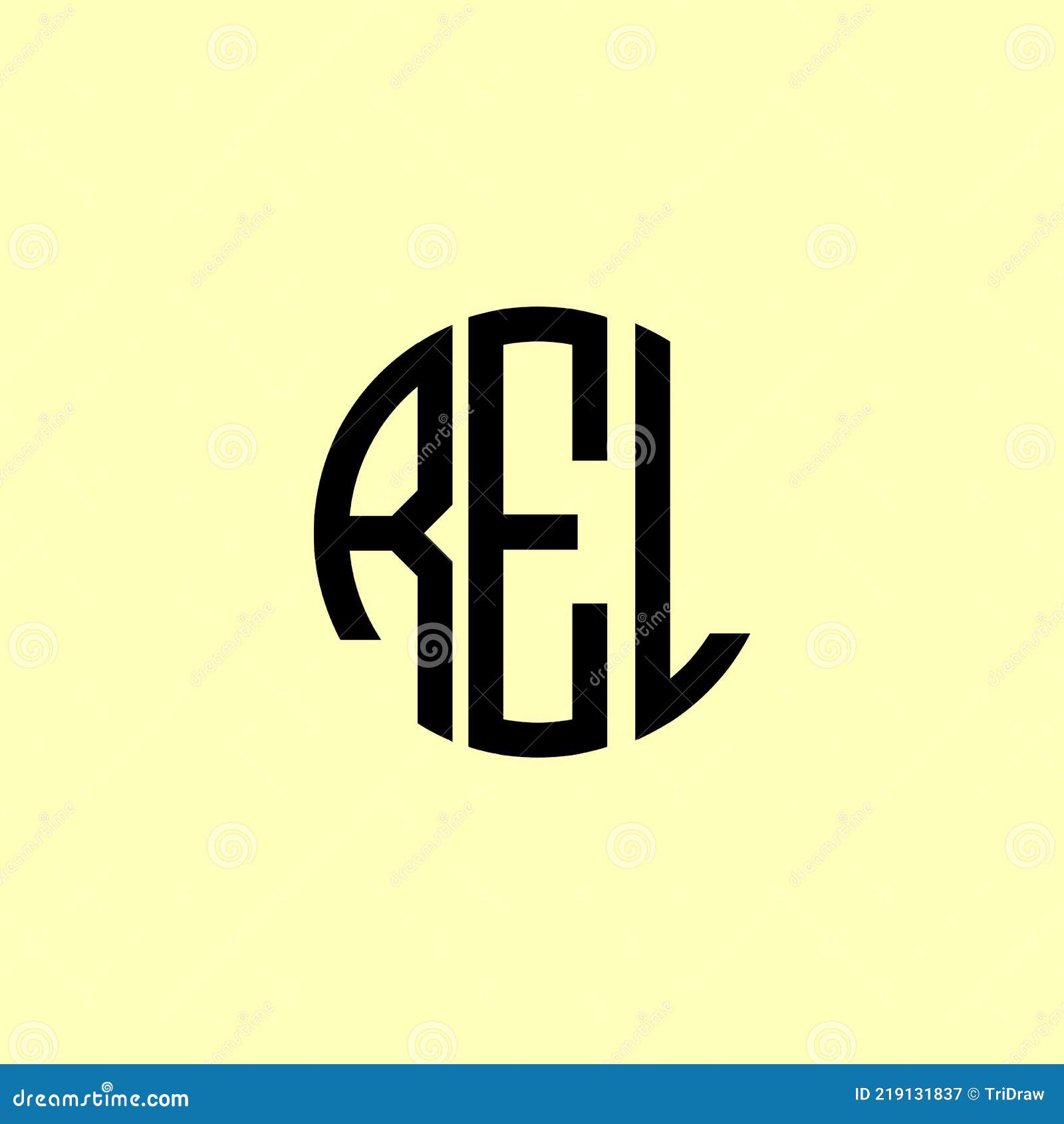 creative rounded initial letters rel logo