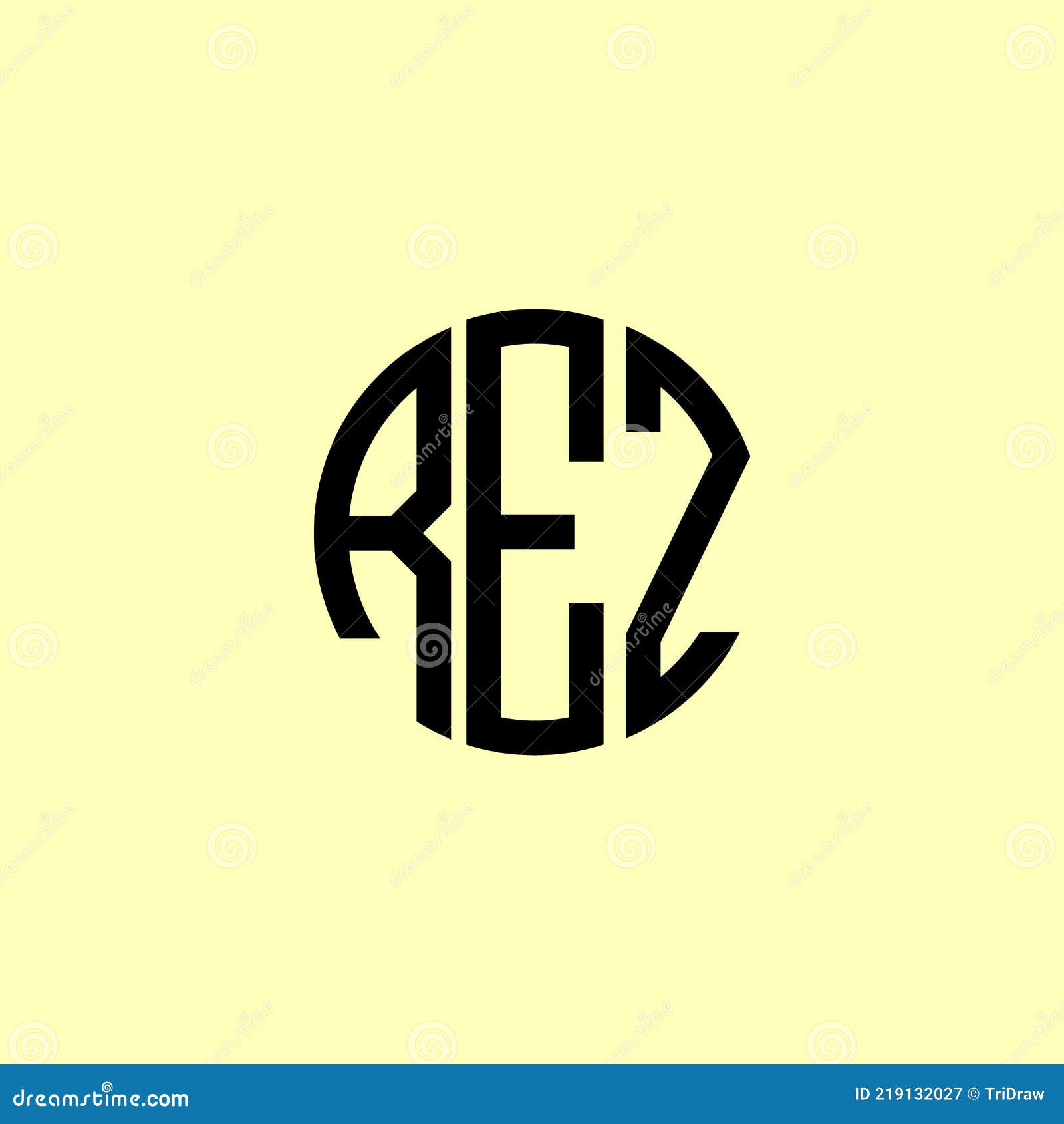 creative rounded initial letters rez logo