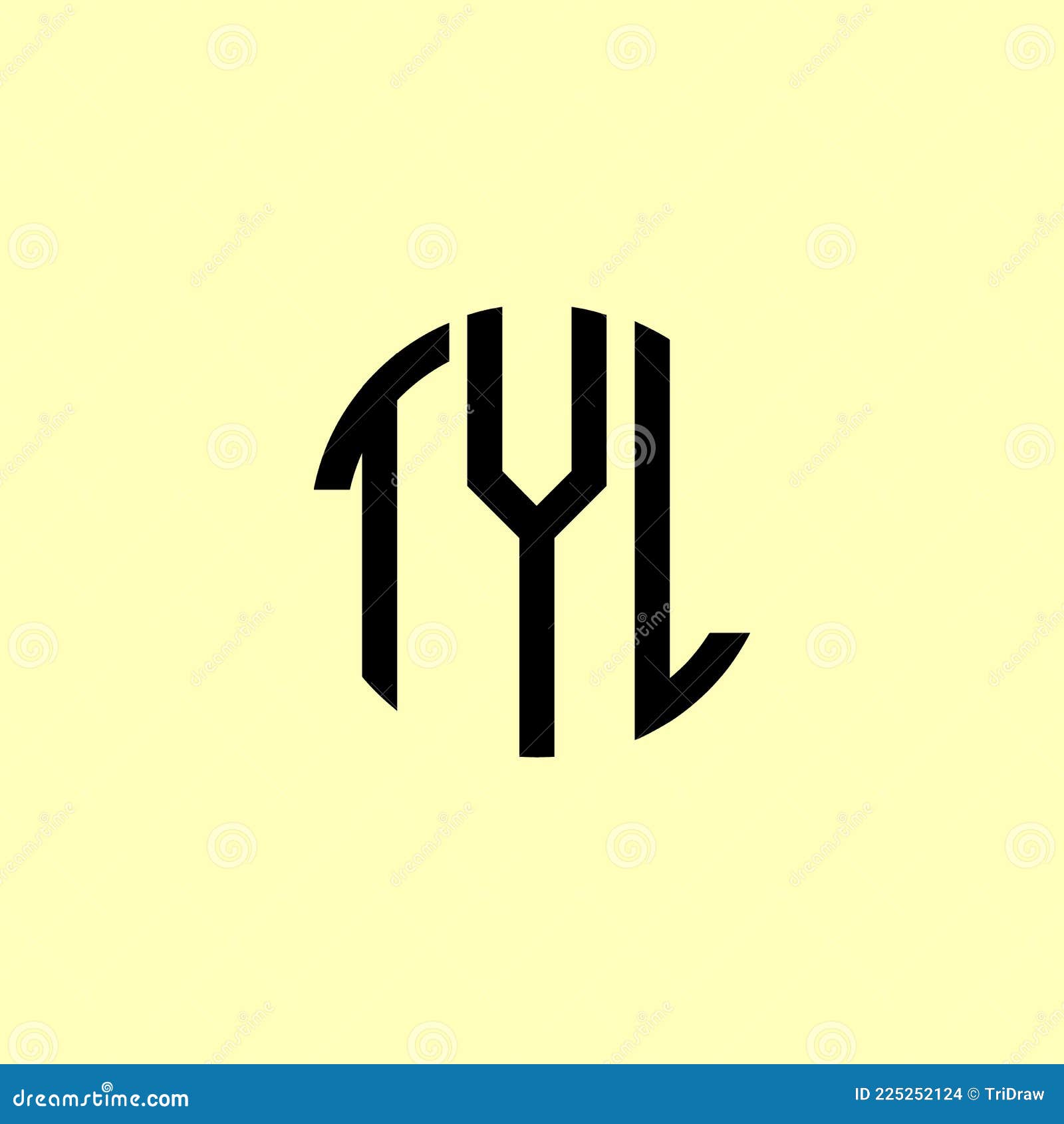 Creative Rounded Initial Letters TYL Logo Stock Vector Illustration