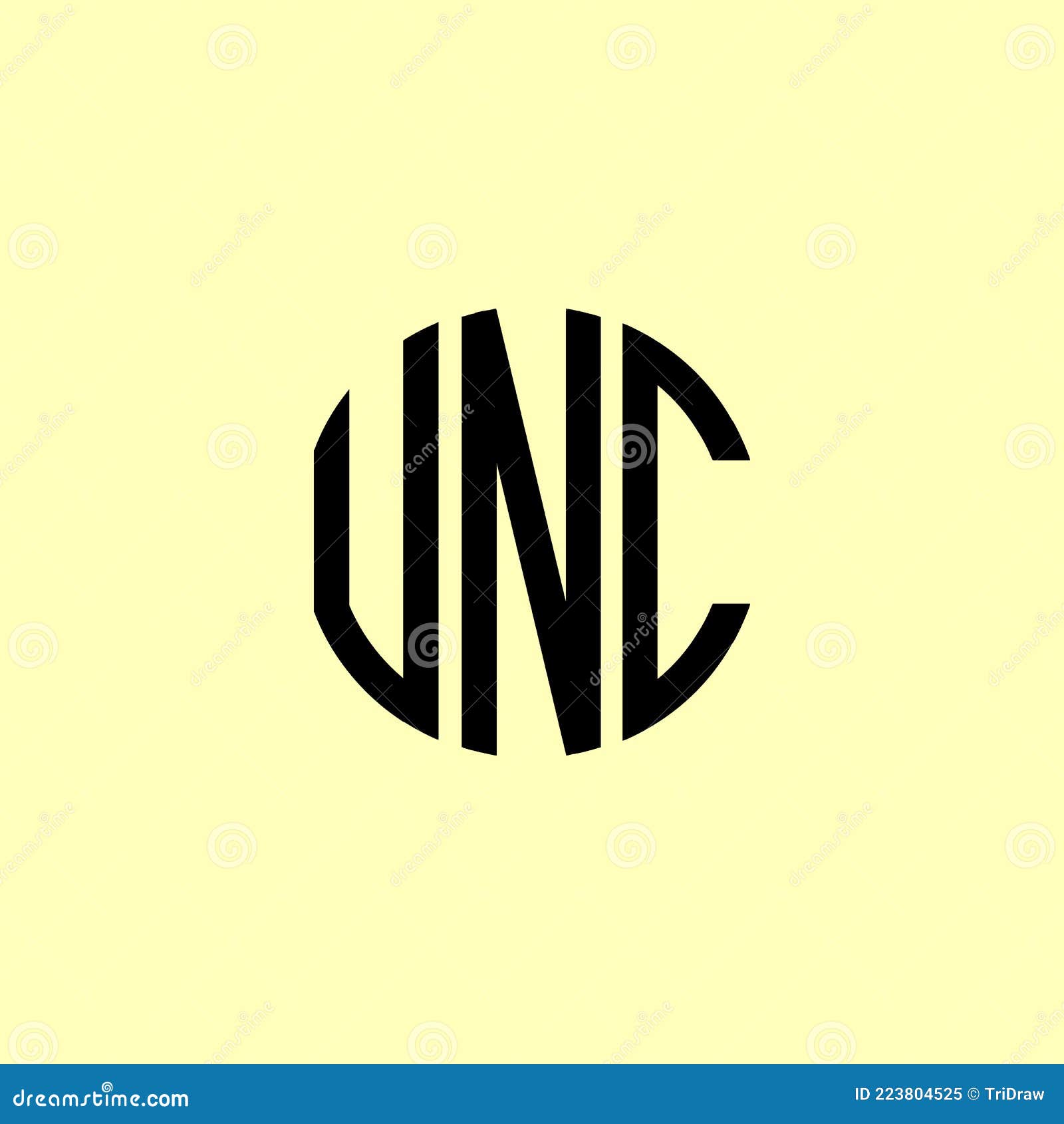 creative rounded initial letters unc logo