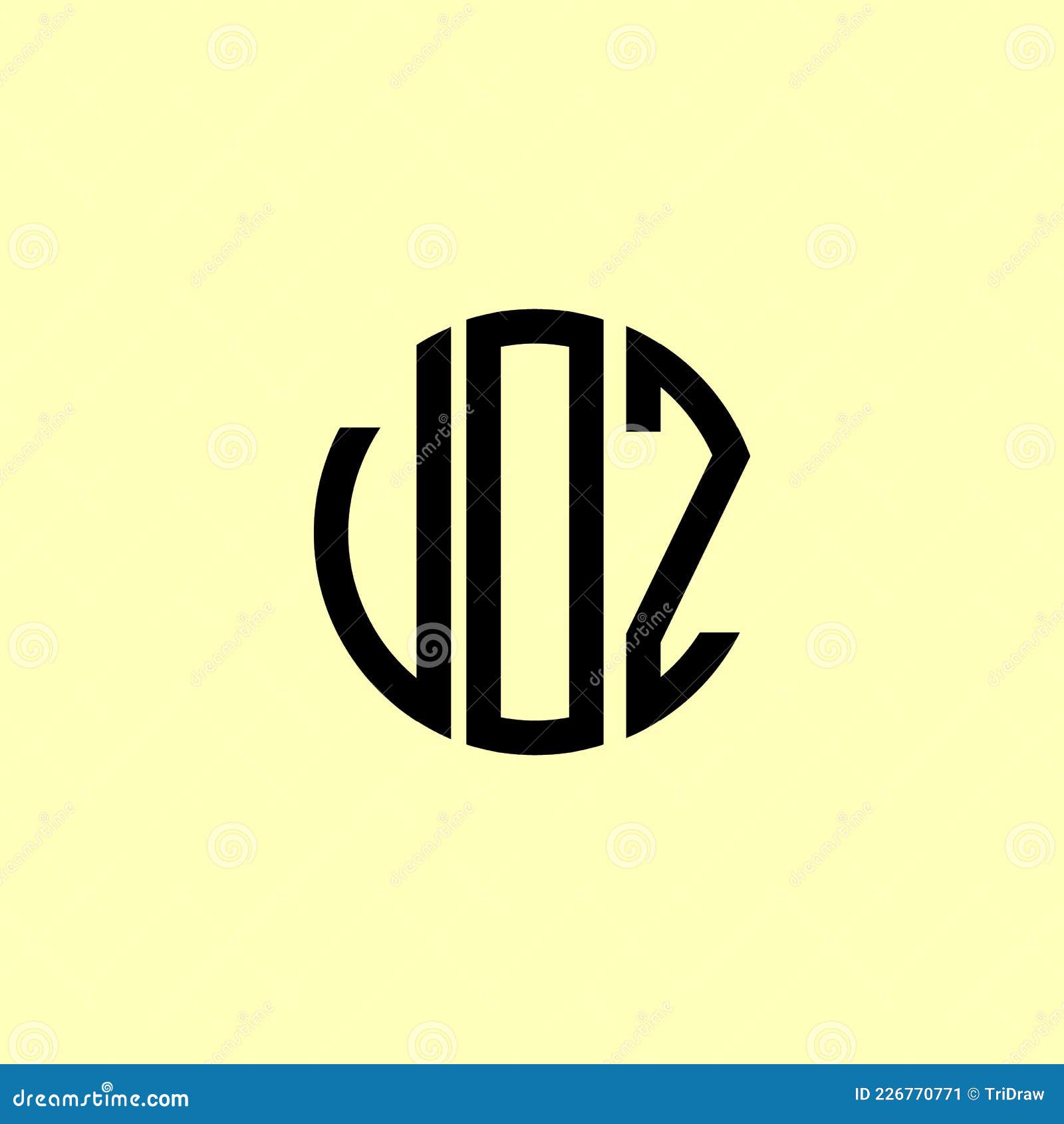 creative rounded initial letters voz logo