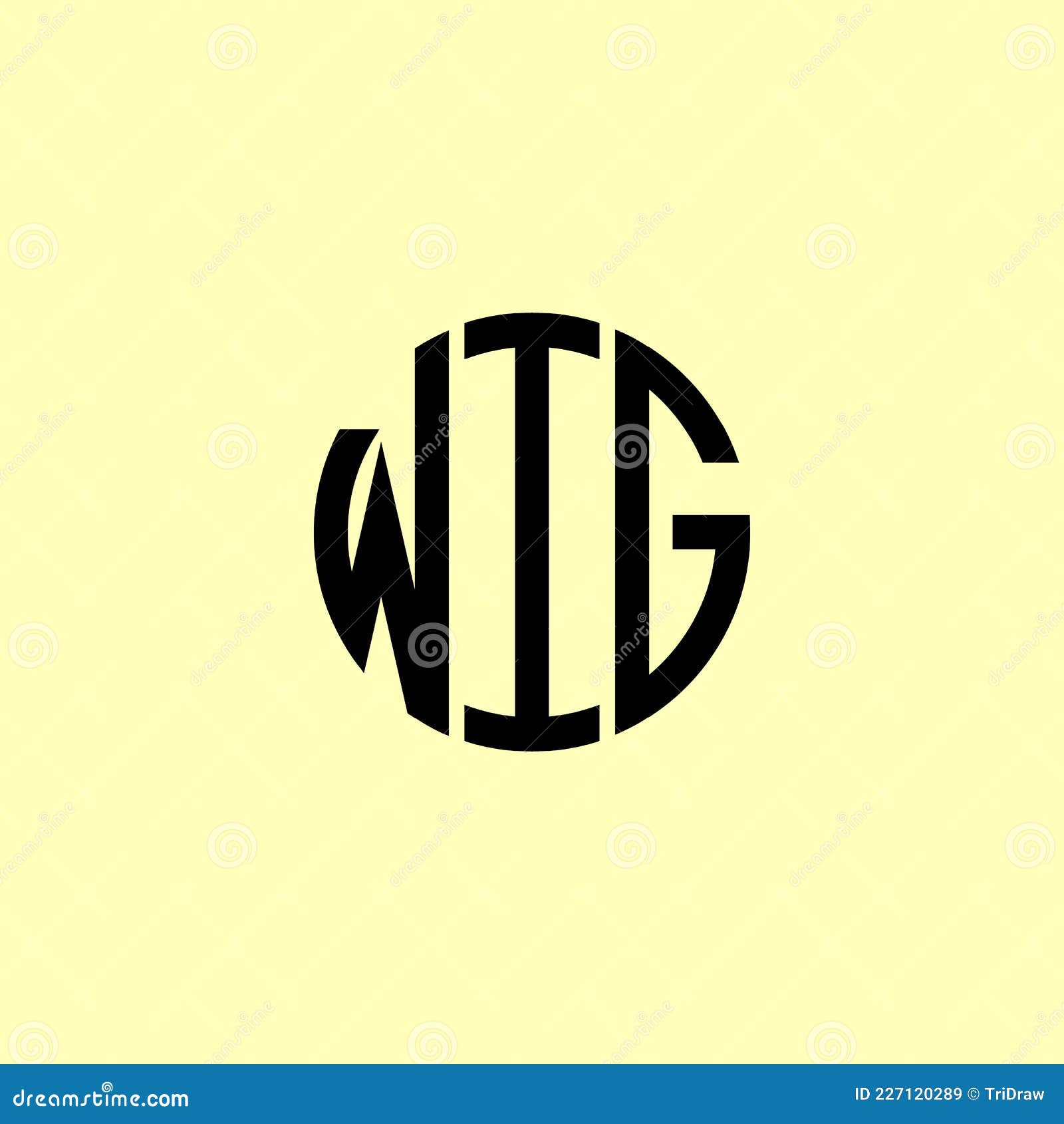 Creative Rounded Initial Letters WIG Logo Stock Vector Illustration