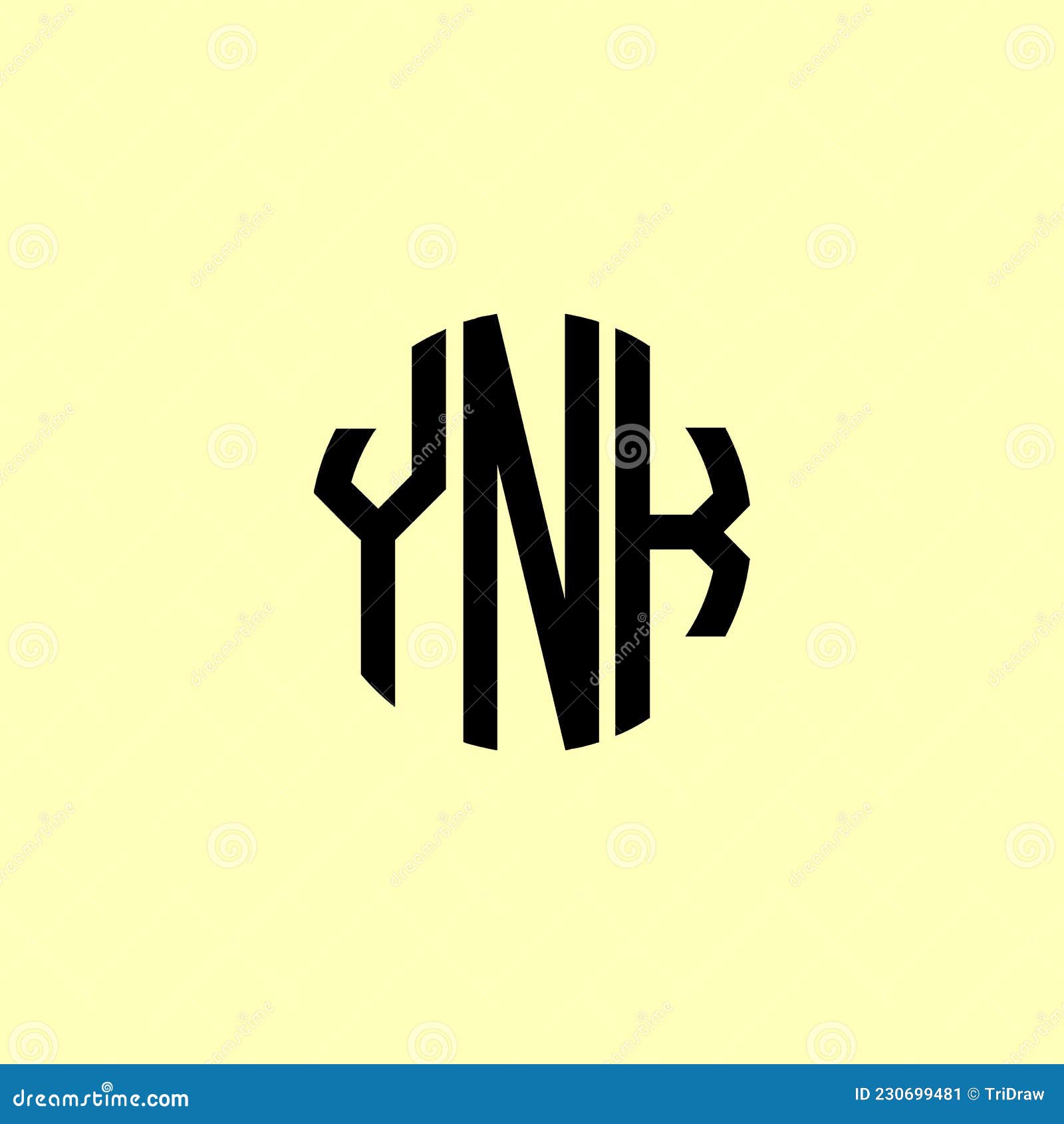 Creative Rounded Initial Letters YNK Logo Stock Vector Illustration