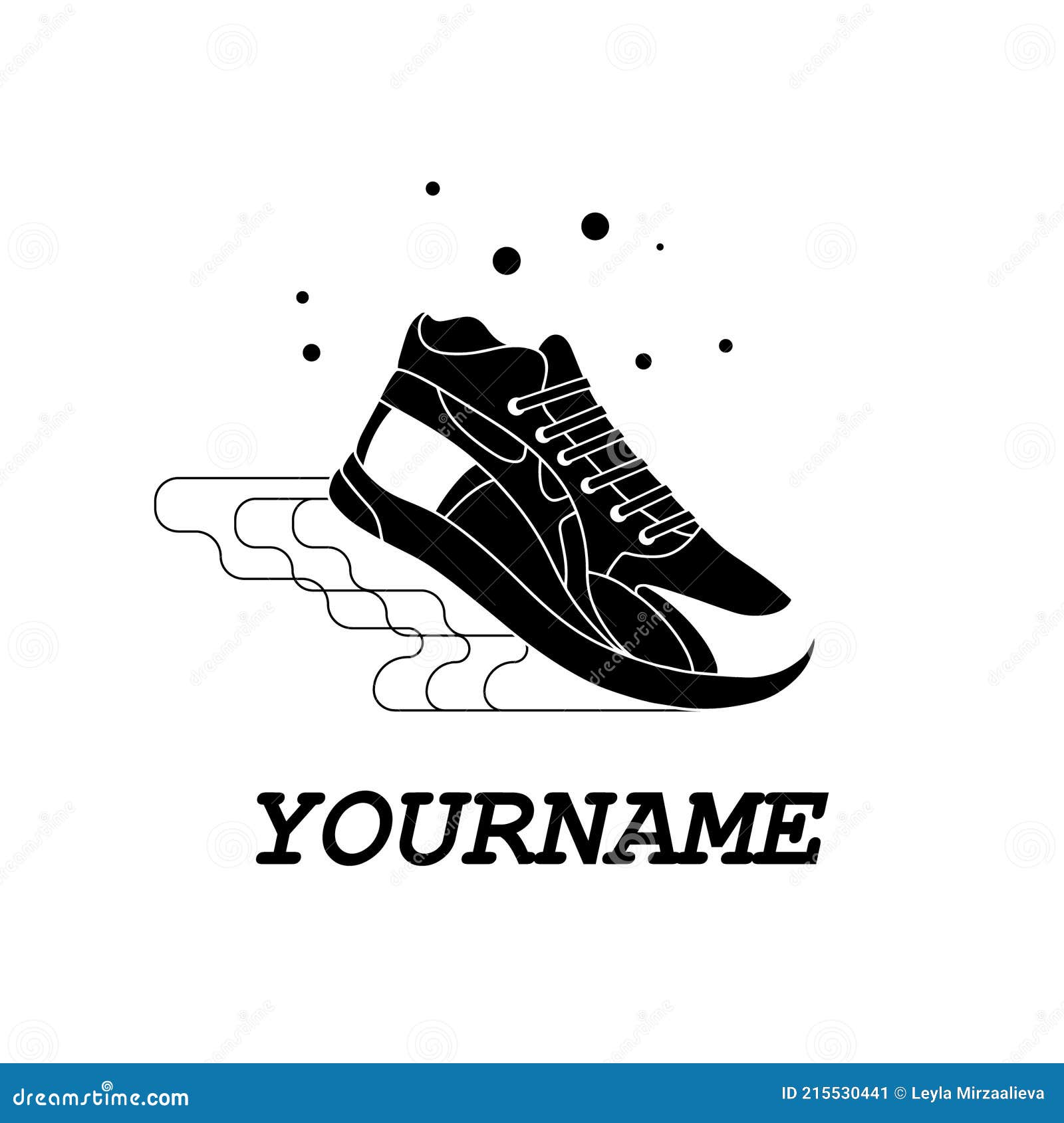 Creative Running Shoes Logo, Vector Template on White Background. Black ...