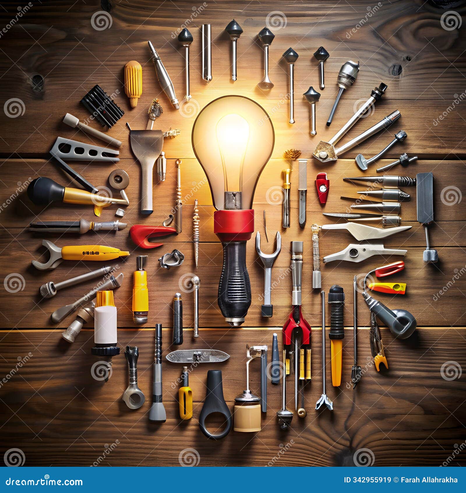 a creative scene where tools artfully form the  of a heart