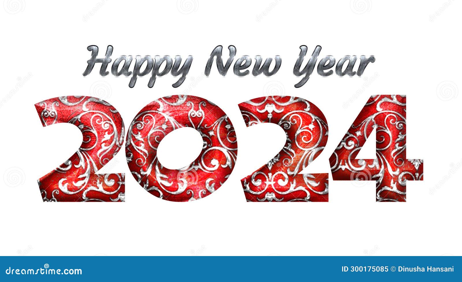 2024 happy new year scroll pattern numeral lettering
