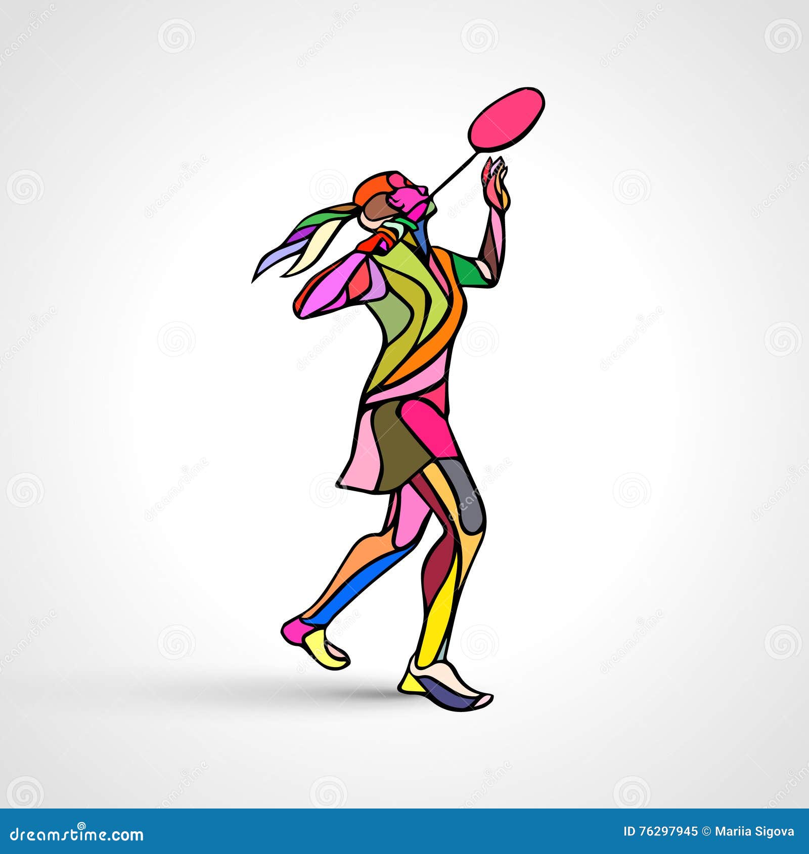 Creative Silhouette Of Abstract Female Badminton Player ...