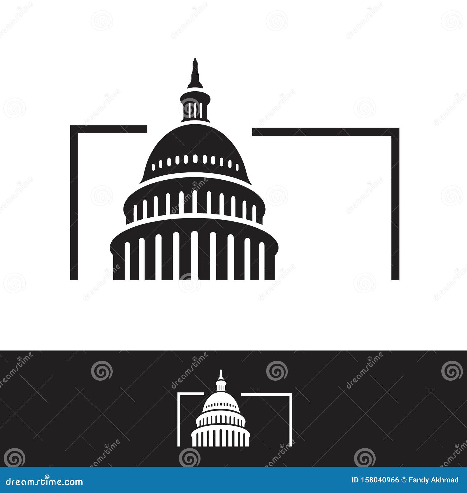 Creative Simple American Capitol Building Vector Logo Design Stock