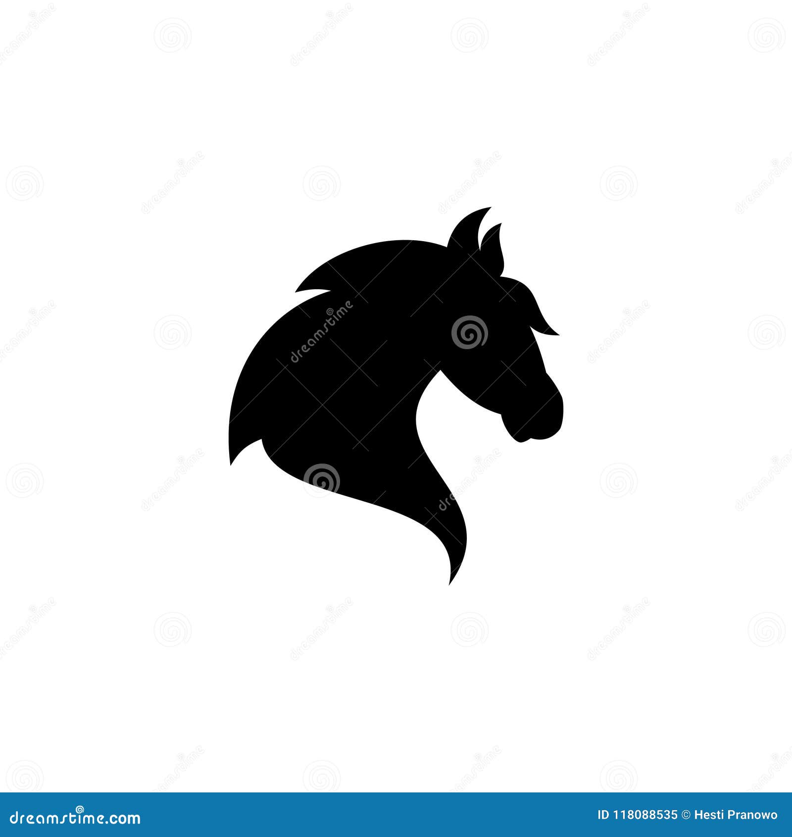 Creative Simple Silhouette Head Horse Vector Icon On The Modern
