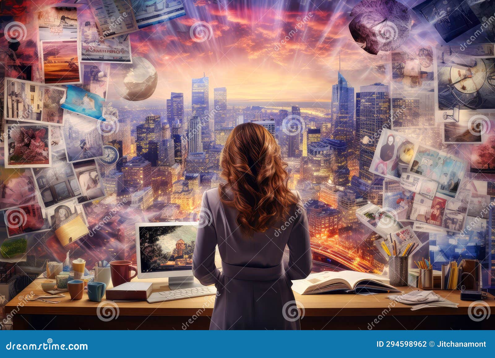 Creating Vision Boards, or Setting Personal Goals Stock Illustration