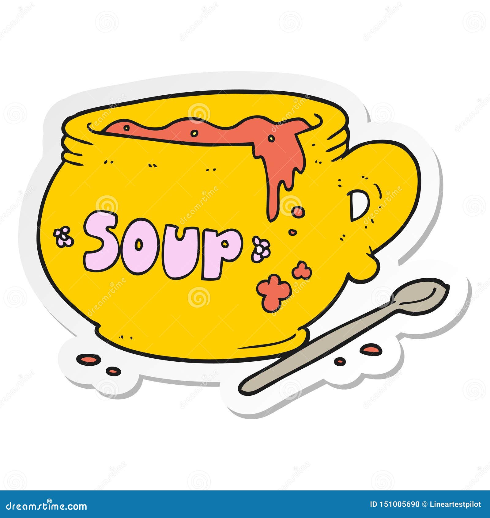 A Creative Sticker of a Cartoon Bowl of Soup Stock Vector