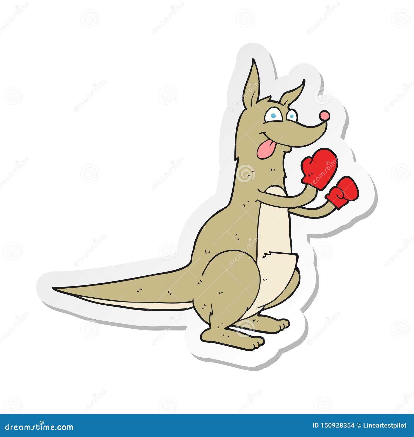 A Creative Sticker of a Cartoon Boxing Kangaroo Stock Vector Illustration of doodle, drawn