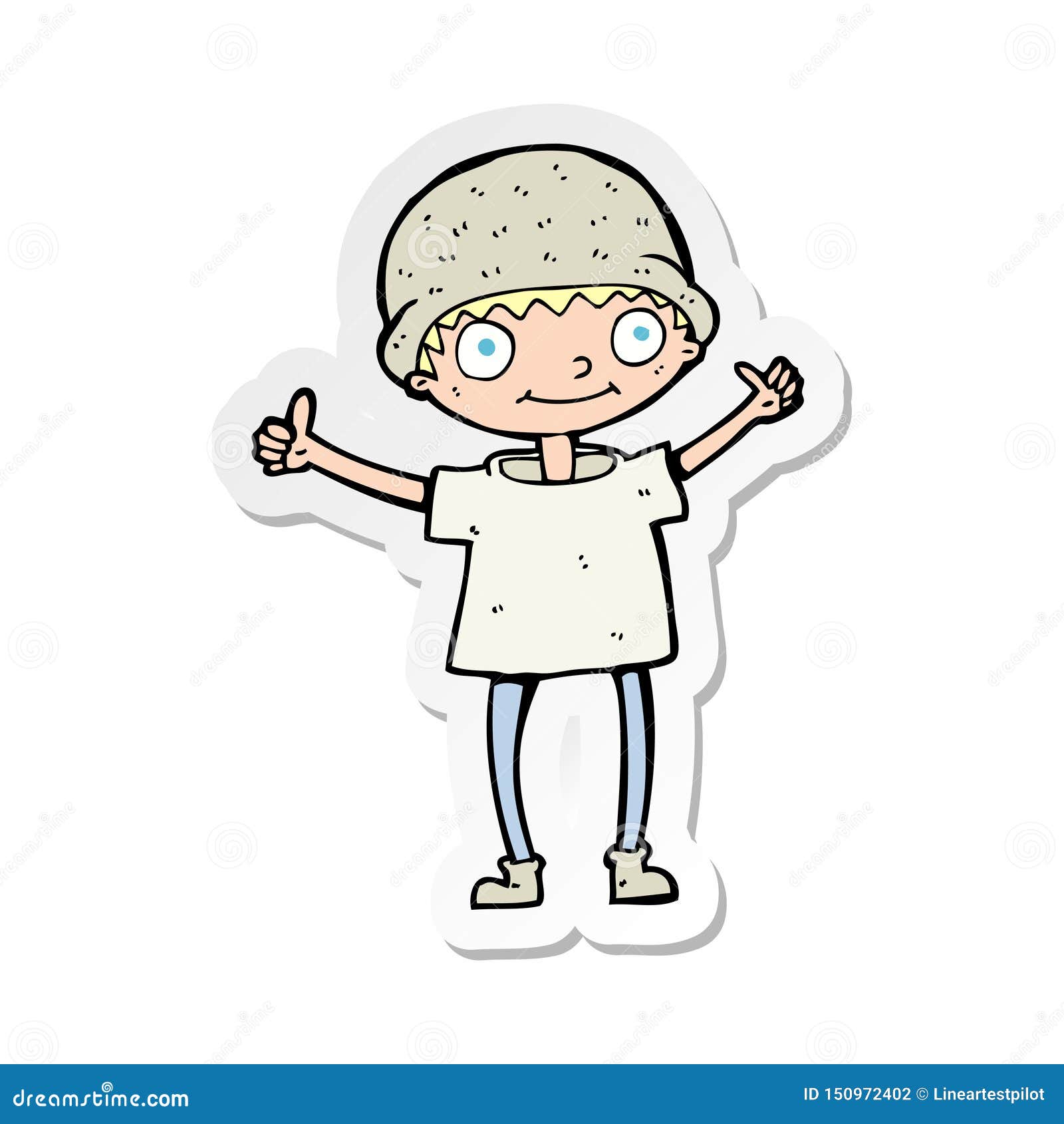 A Creative Sticker of a Cartoon Boy with Positive Attitude Stock Vector -  Illustration of quirky, icon: 150972402