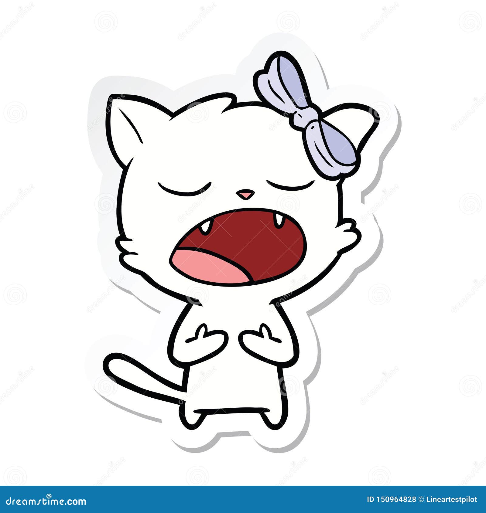 A Creative Sticker of a Cartoon Cat Meowing Stock Vector Illustration