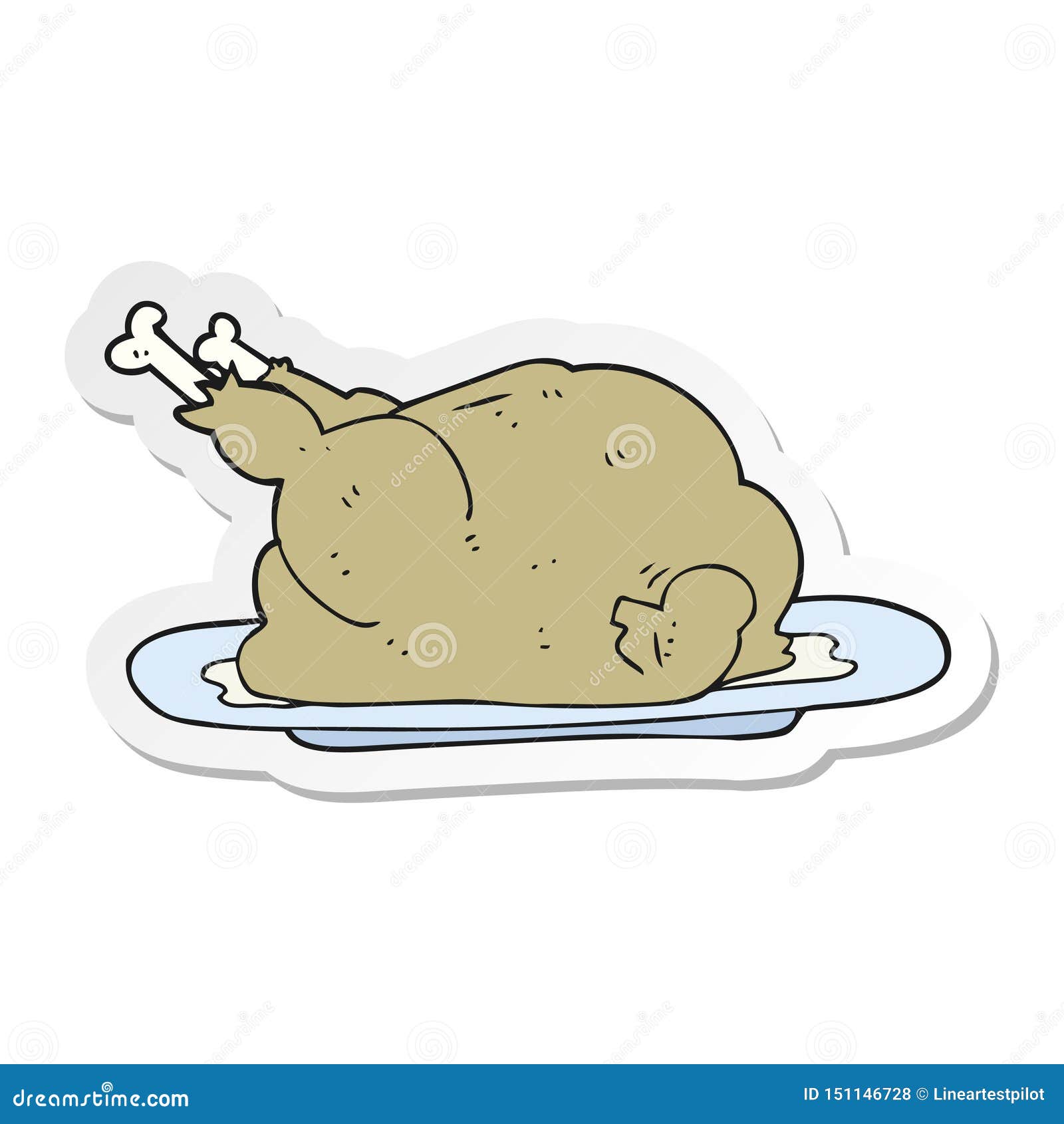 A Creative Sticker of a Cartoon Cooked Chicken Stock Vector