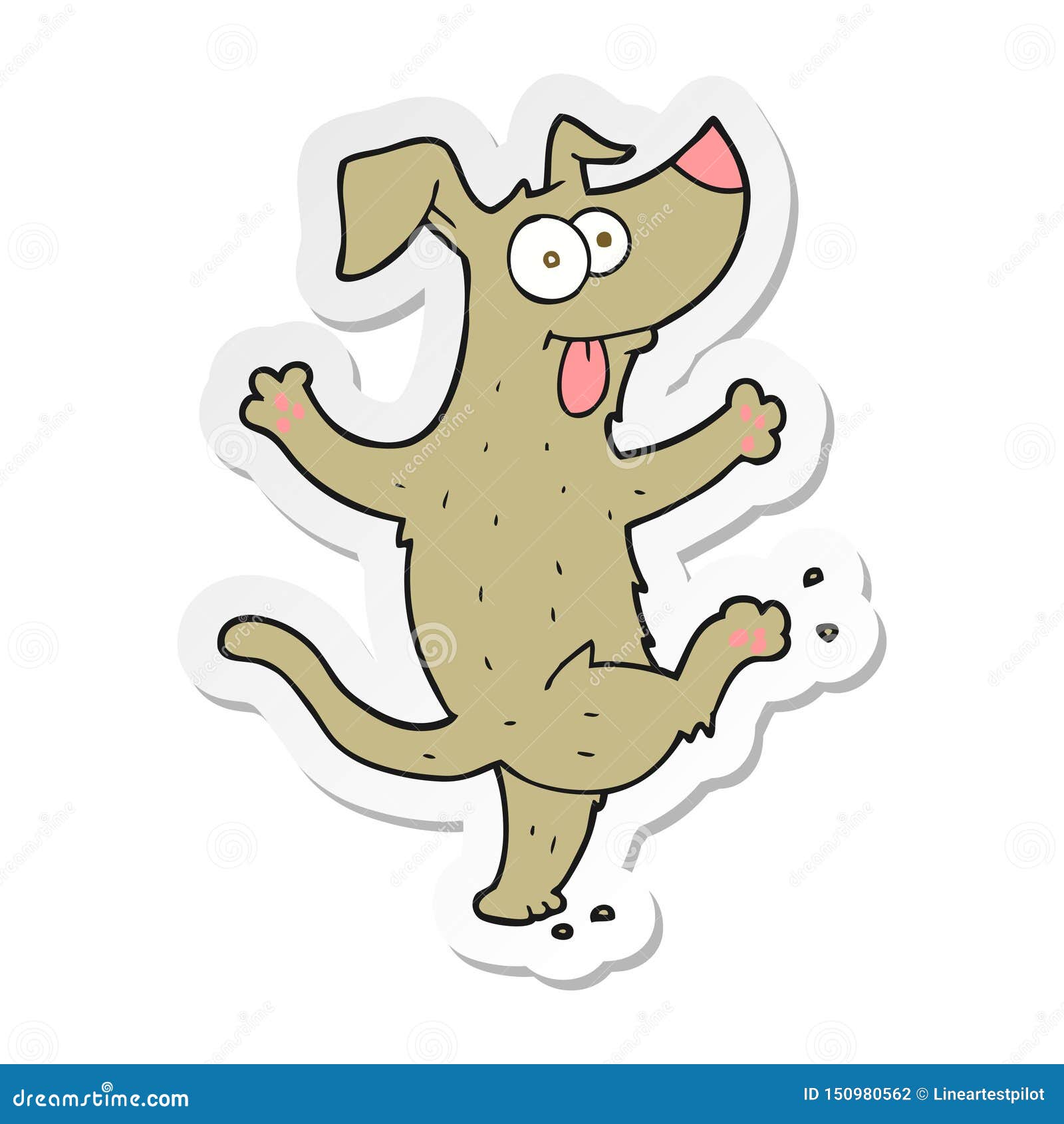 A Creative Sticker of a Cartoon Dancing Dog Stock Vector Illustration