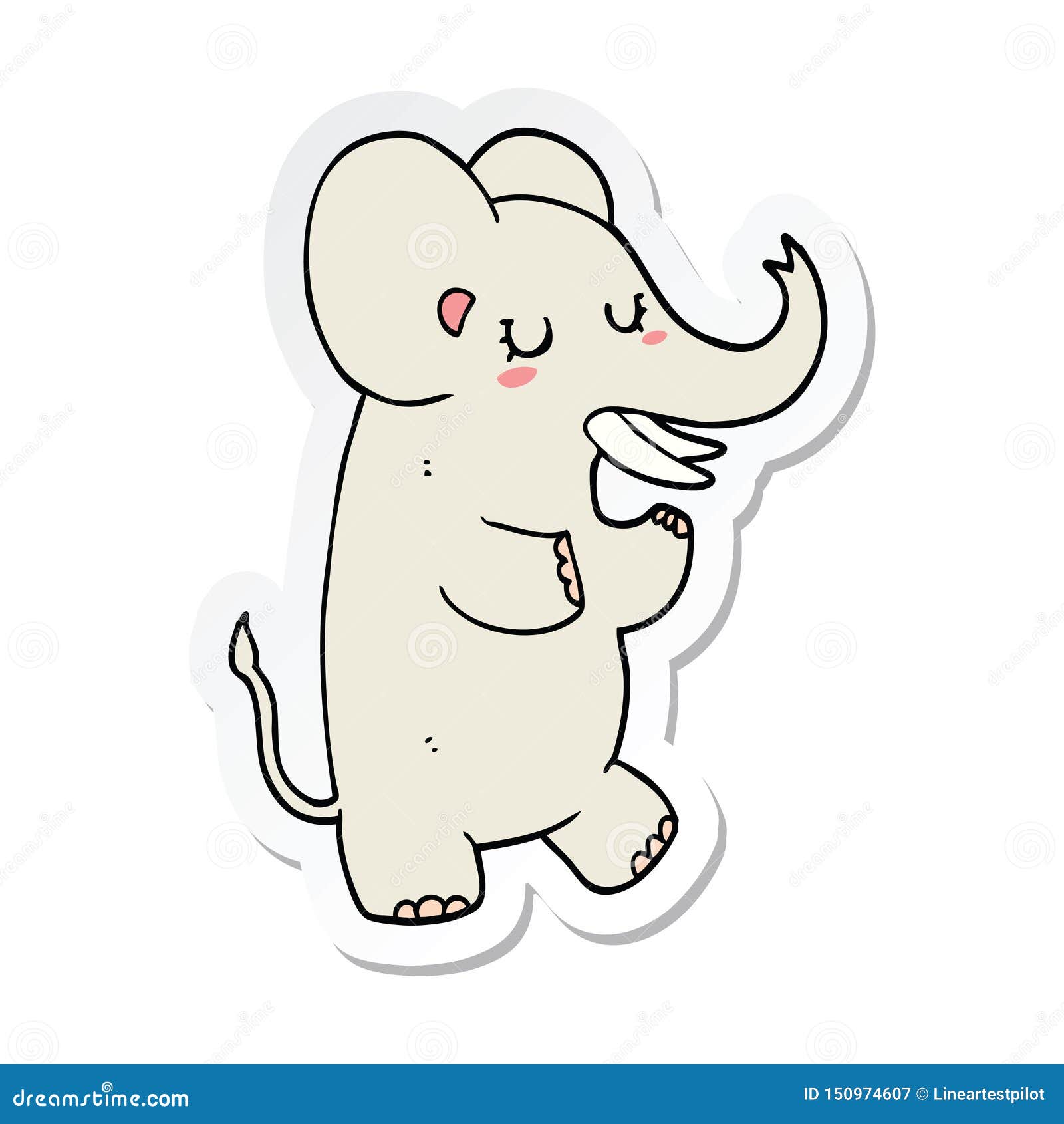 A Creative Sticker of a Cartoon Elephant Stock Vector Illustration of